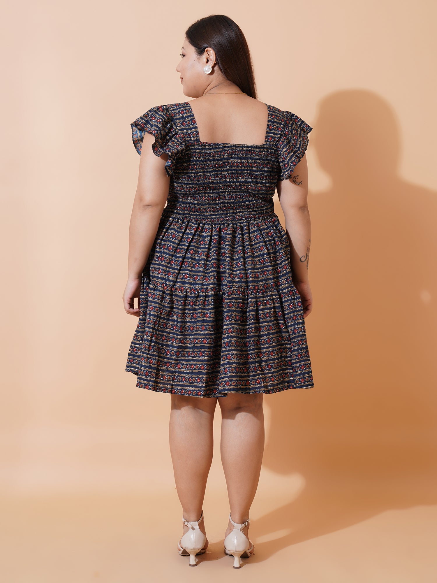 Women Plus Size Floral Print Ruffled Fit & Flare Dress