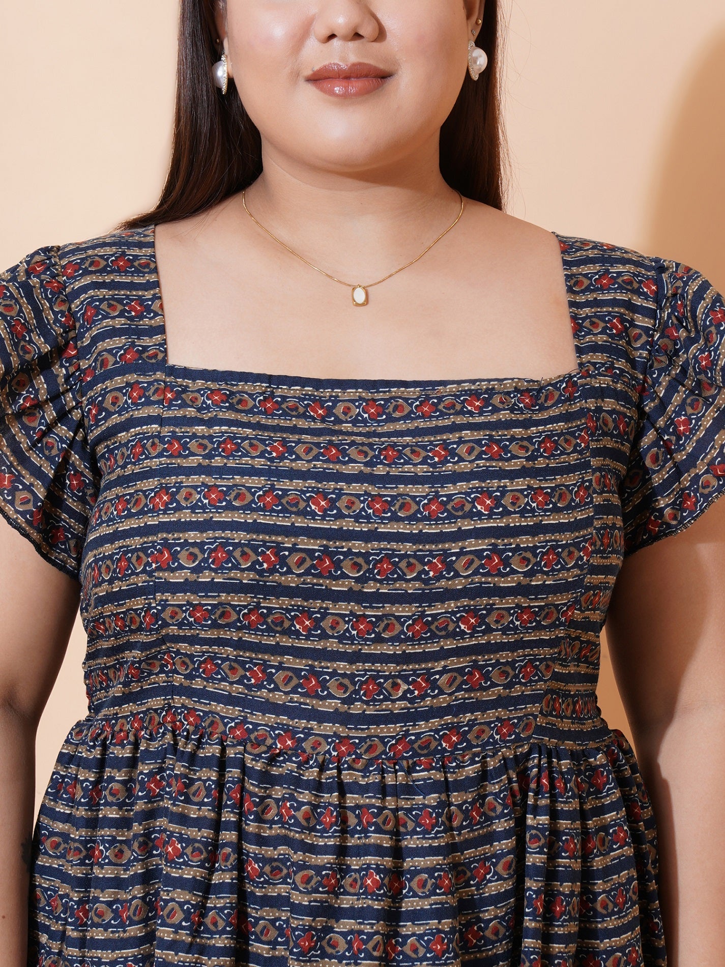 Women Plus Size Floral Print Ruffled Fit & Flare Dress