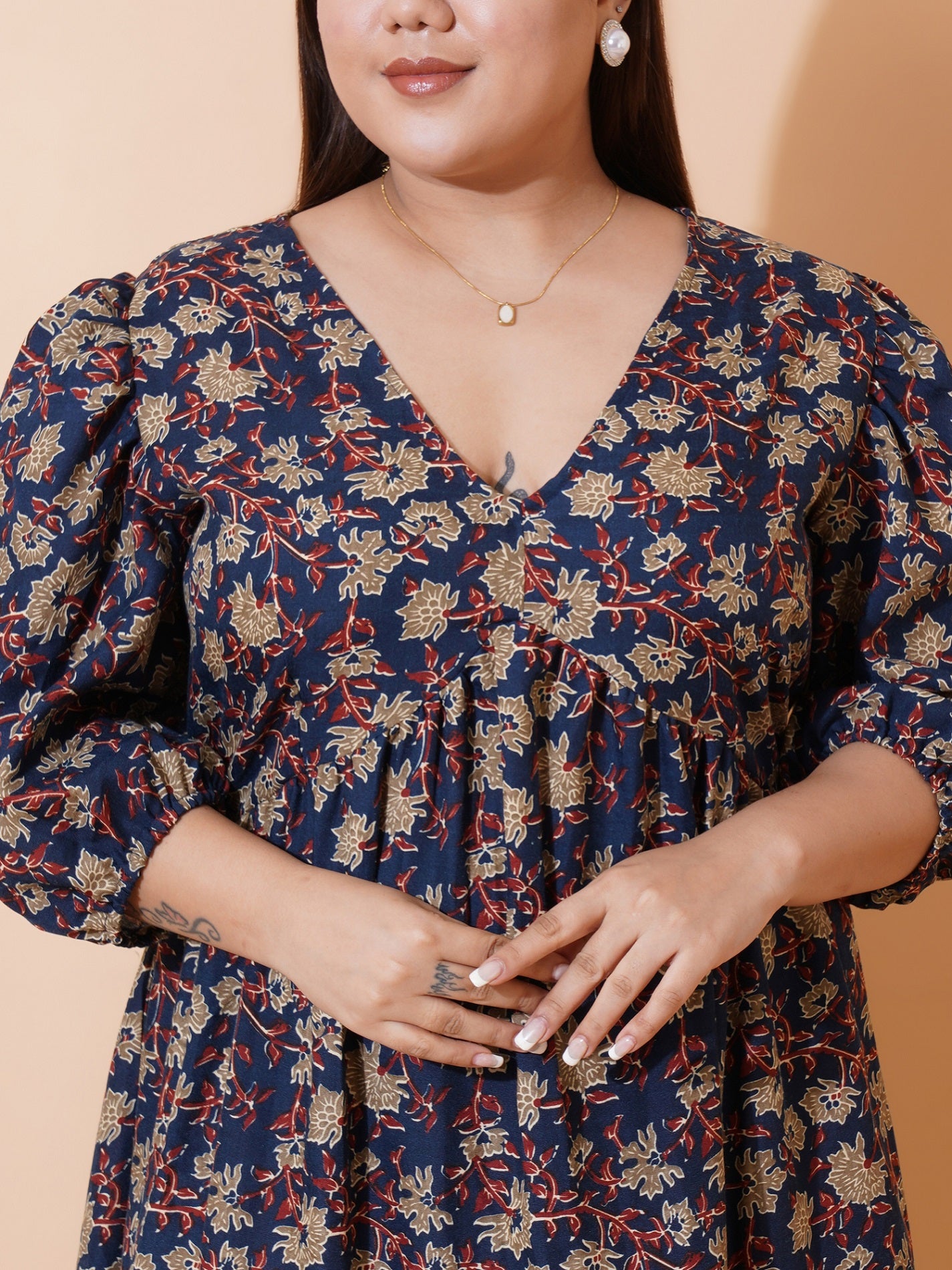 Women Plus Size Floral Print A-Line Maxi Dress