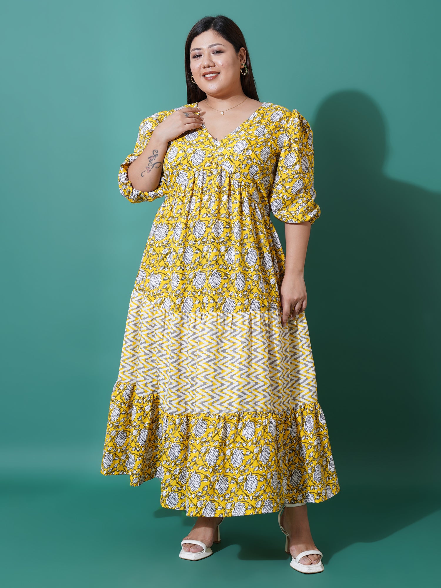 Women Plus Size Floral Print Maxi Dress
