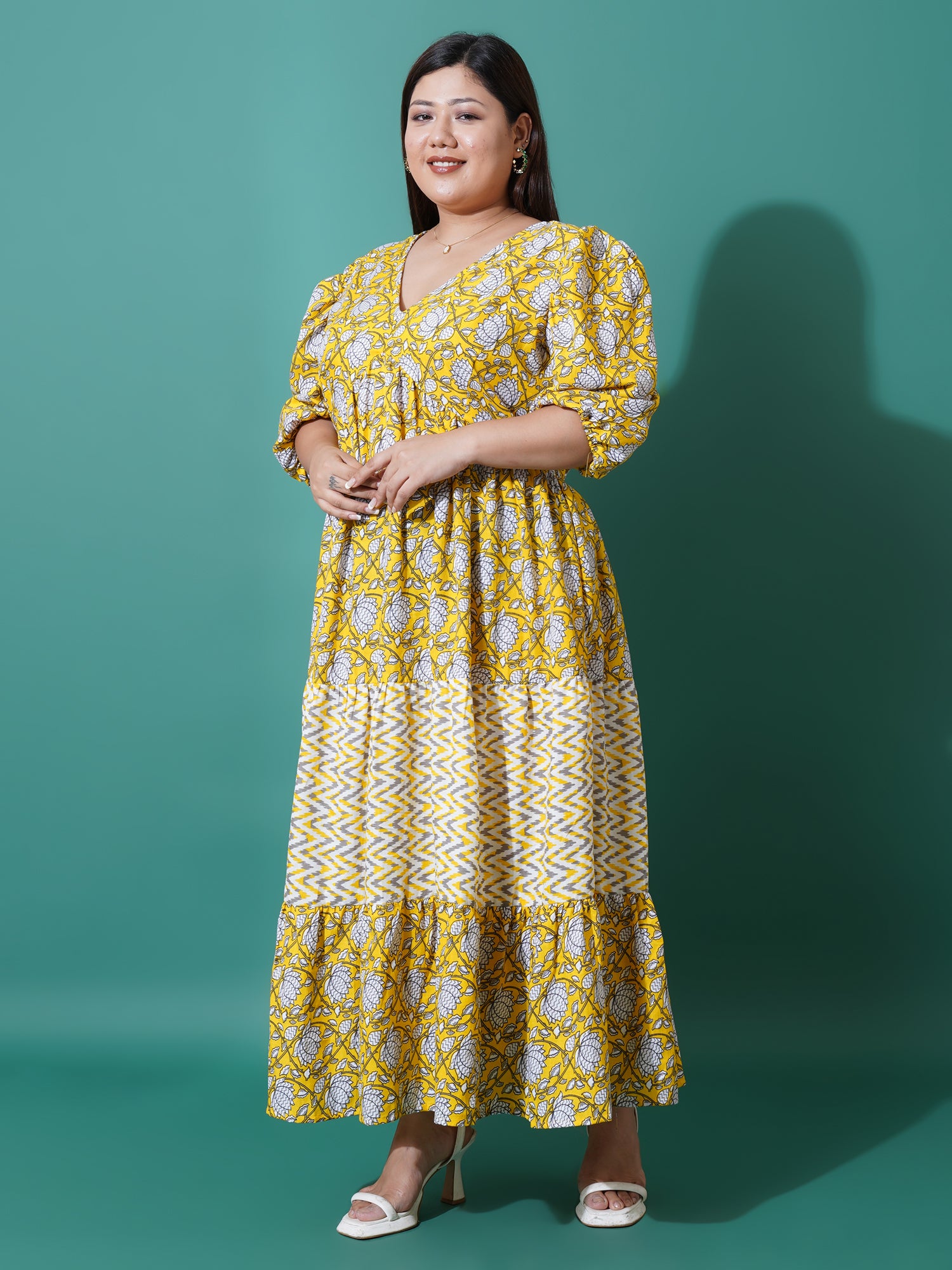 Women Plus Size Floral Print Maxi Dress
