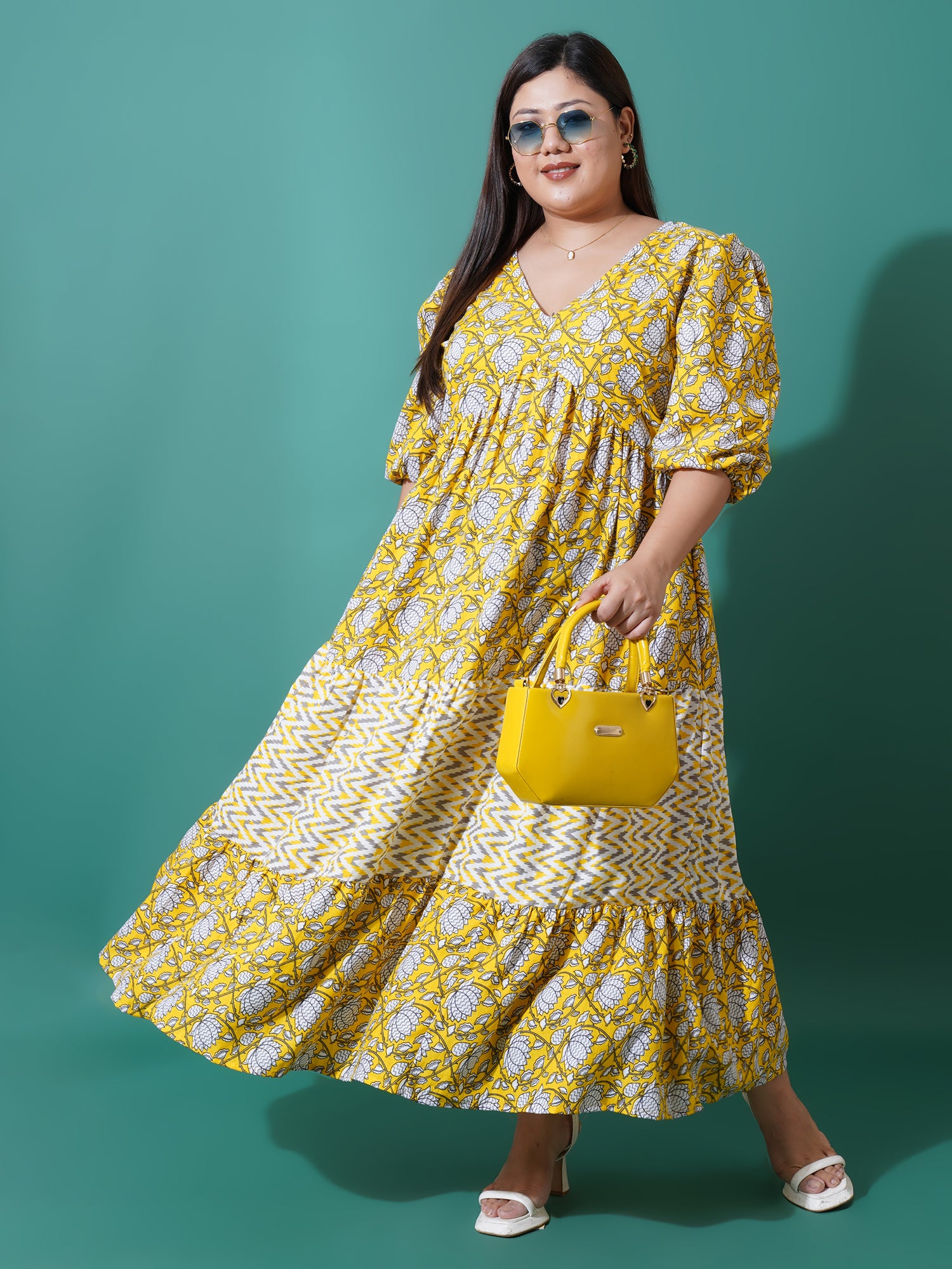 Women Plus Size Floral Print Maxi Dress