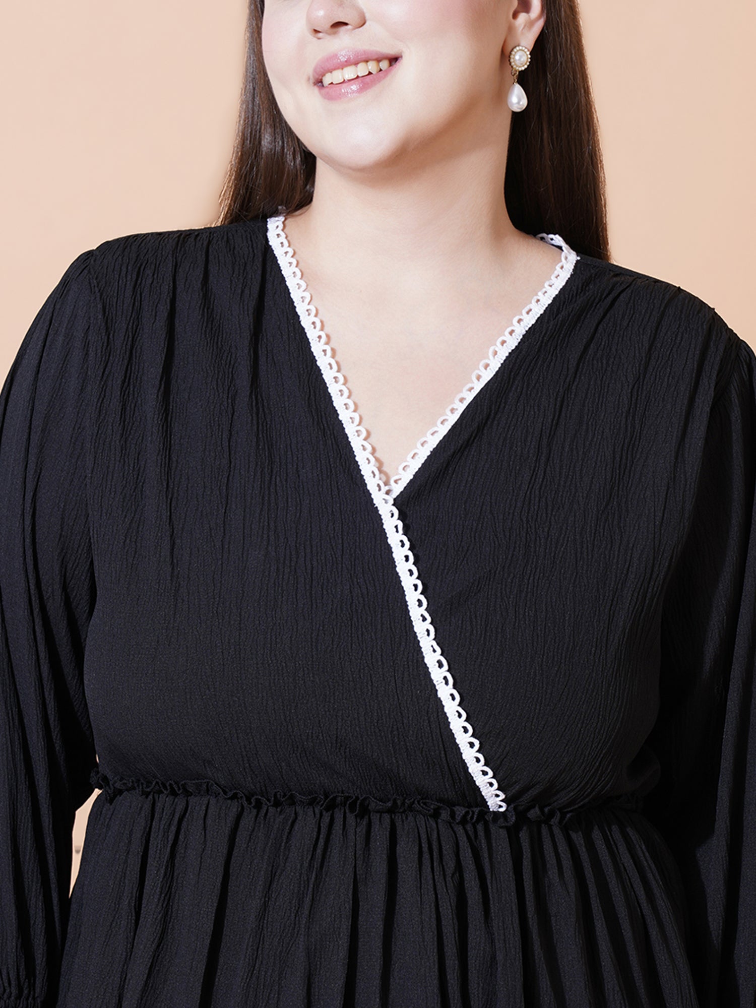 Women Plus Size Ruffles Fit & Flare Midi Tiered Dress