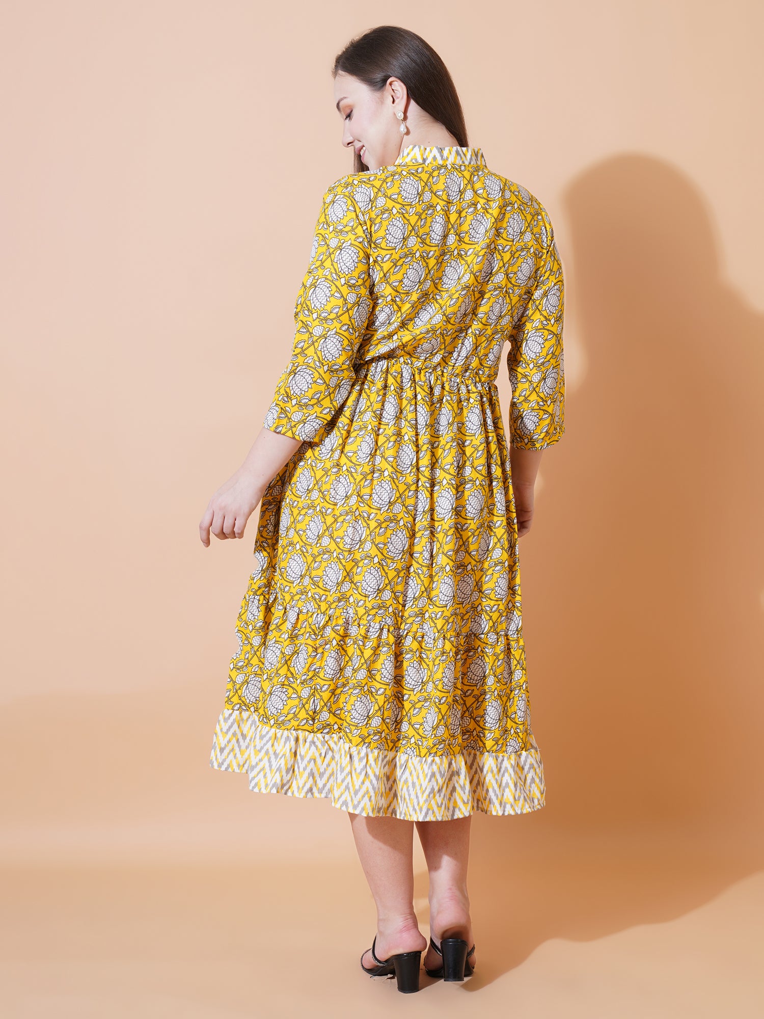 Women Plus Size Floral Print Fit & Flare Midi Dress