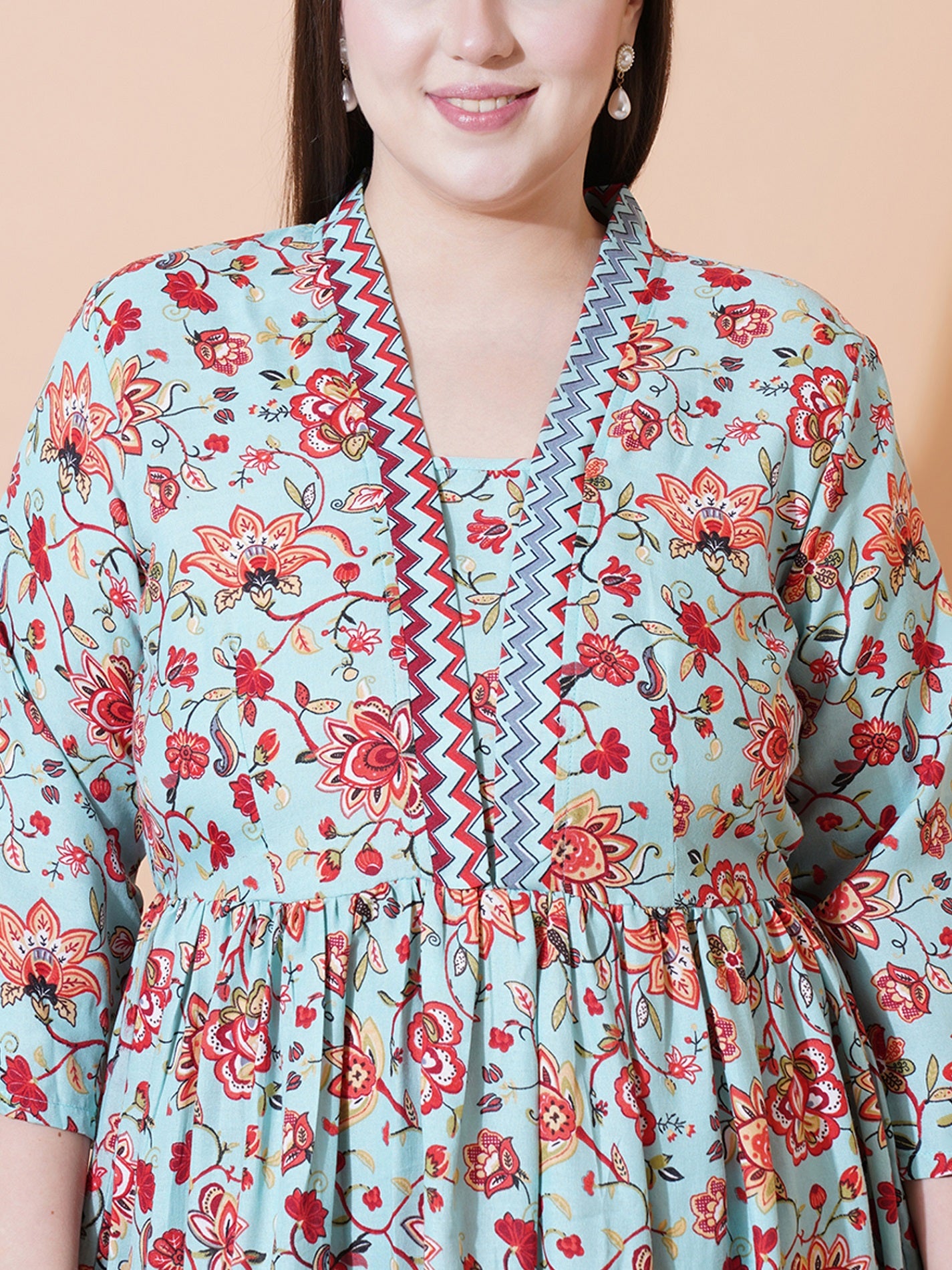 Women Plus Size Floral Print Fit & Flare Midi Dress