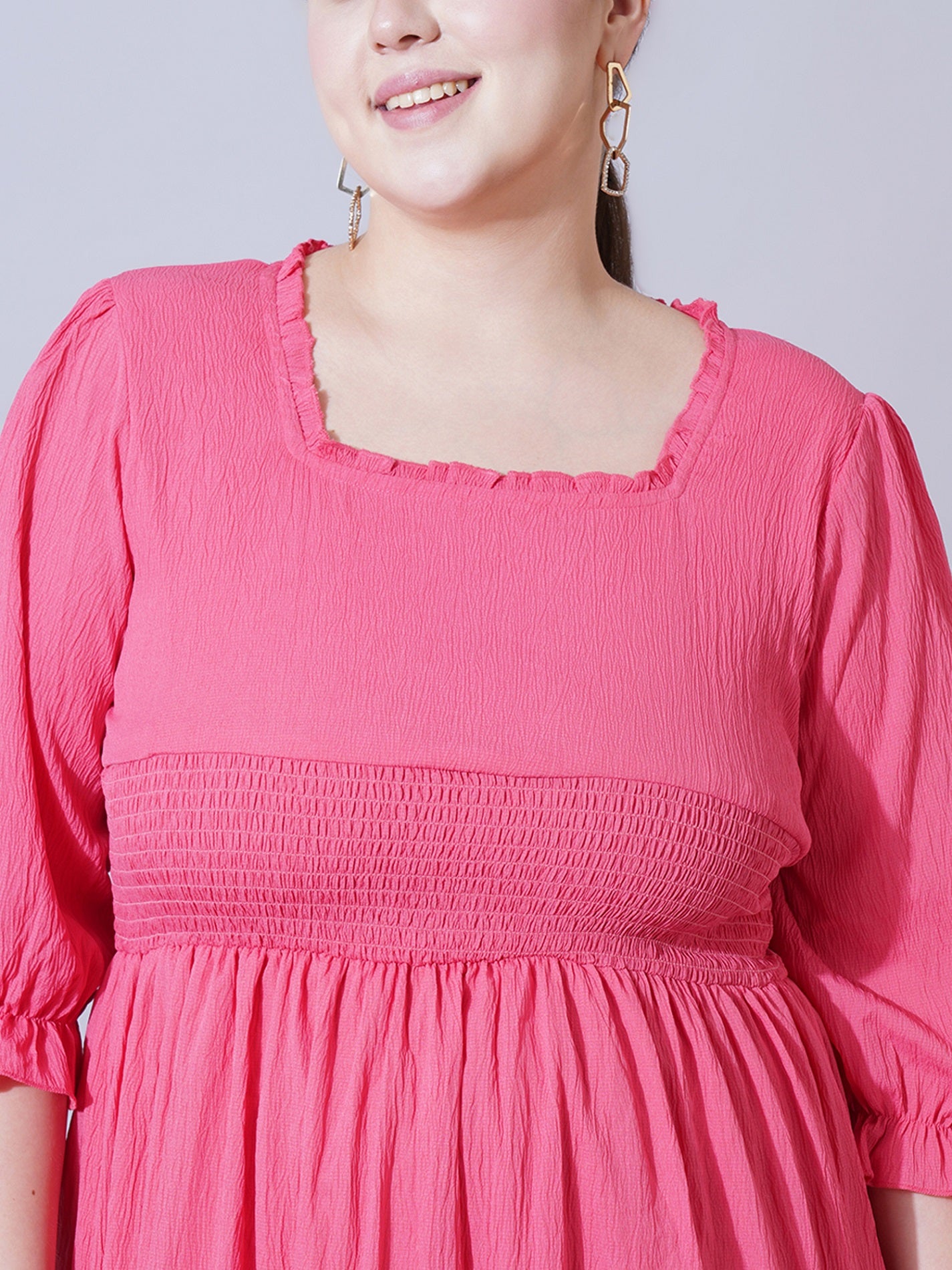 Women Plus Size Bell Sleeve Ruffled Fit & Flare Dress