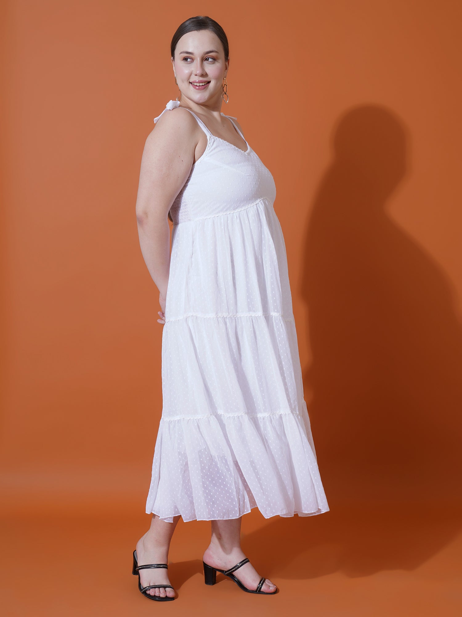 Women Plus Size Print Georgette Maxi Midi Dress