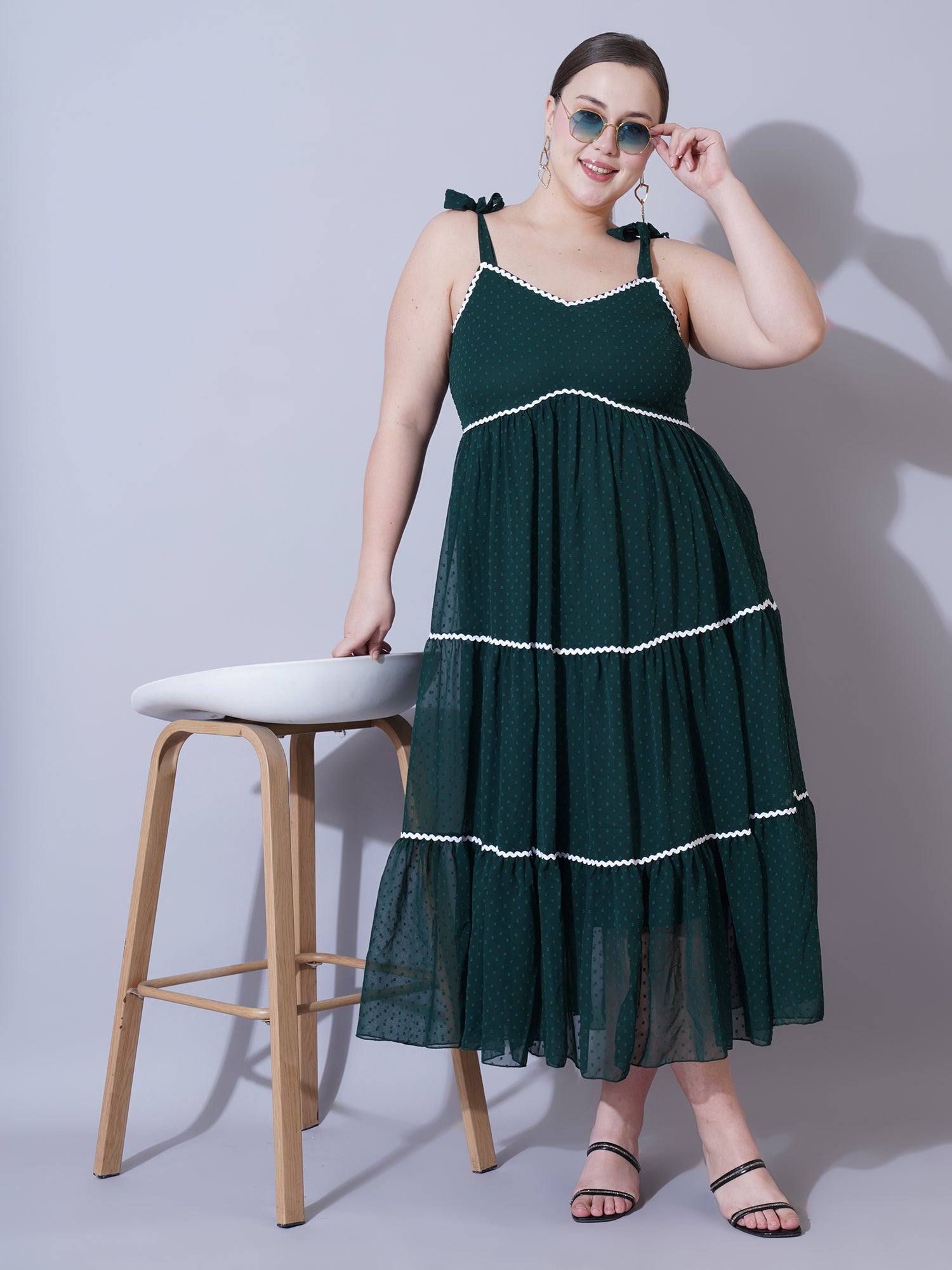 Women Plus Size Polka Dots Printed Maxi Midi Dress