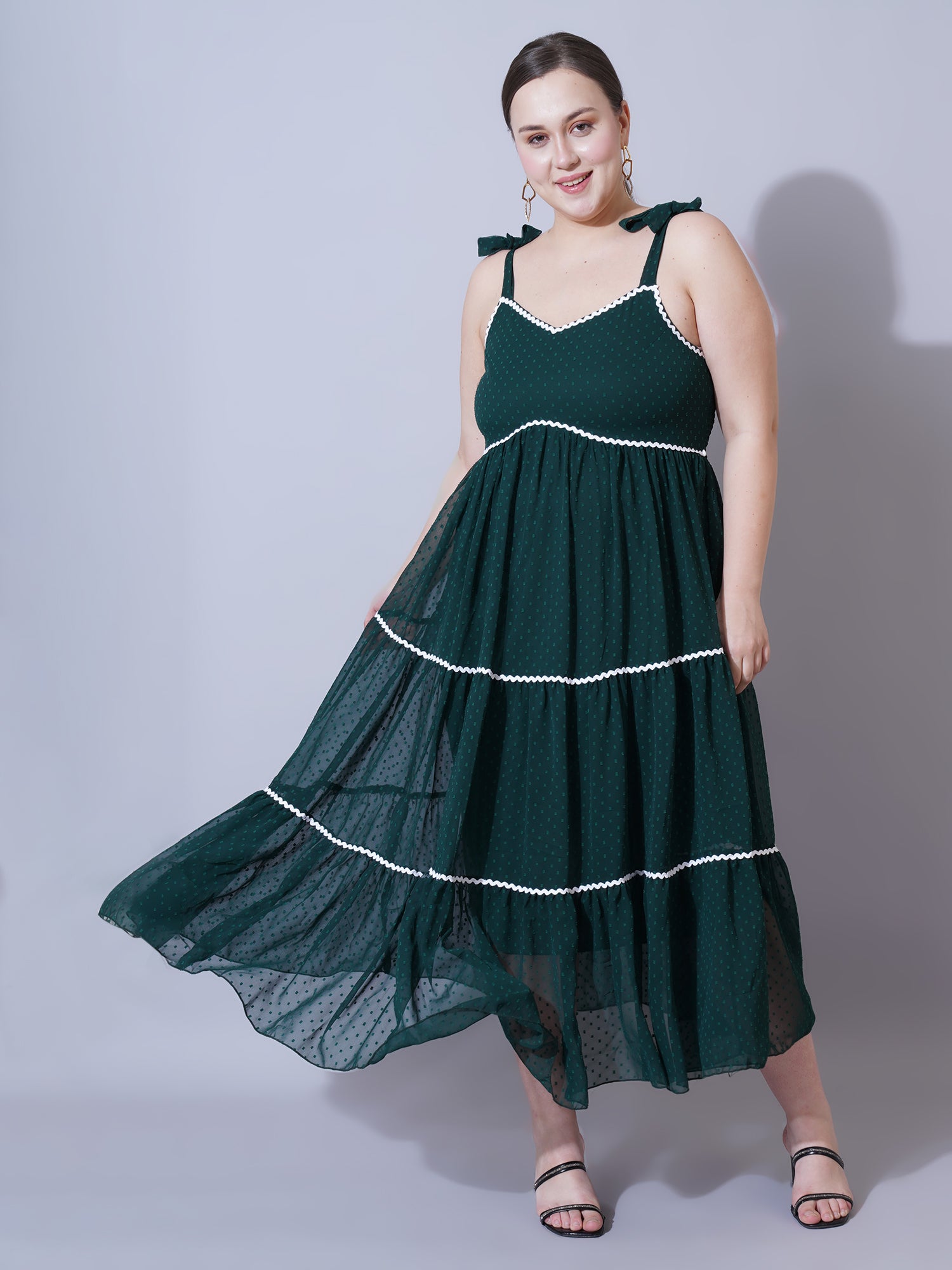 Women Plus Size Polka Dots Printed Maxi Midi Dress