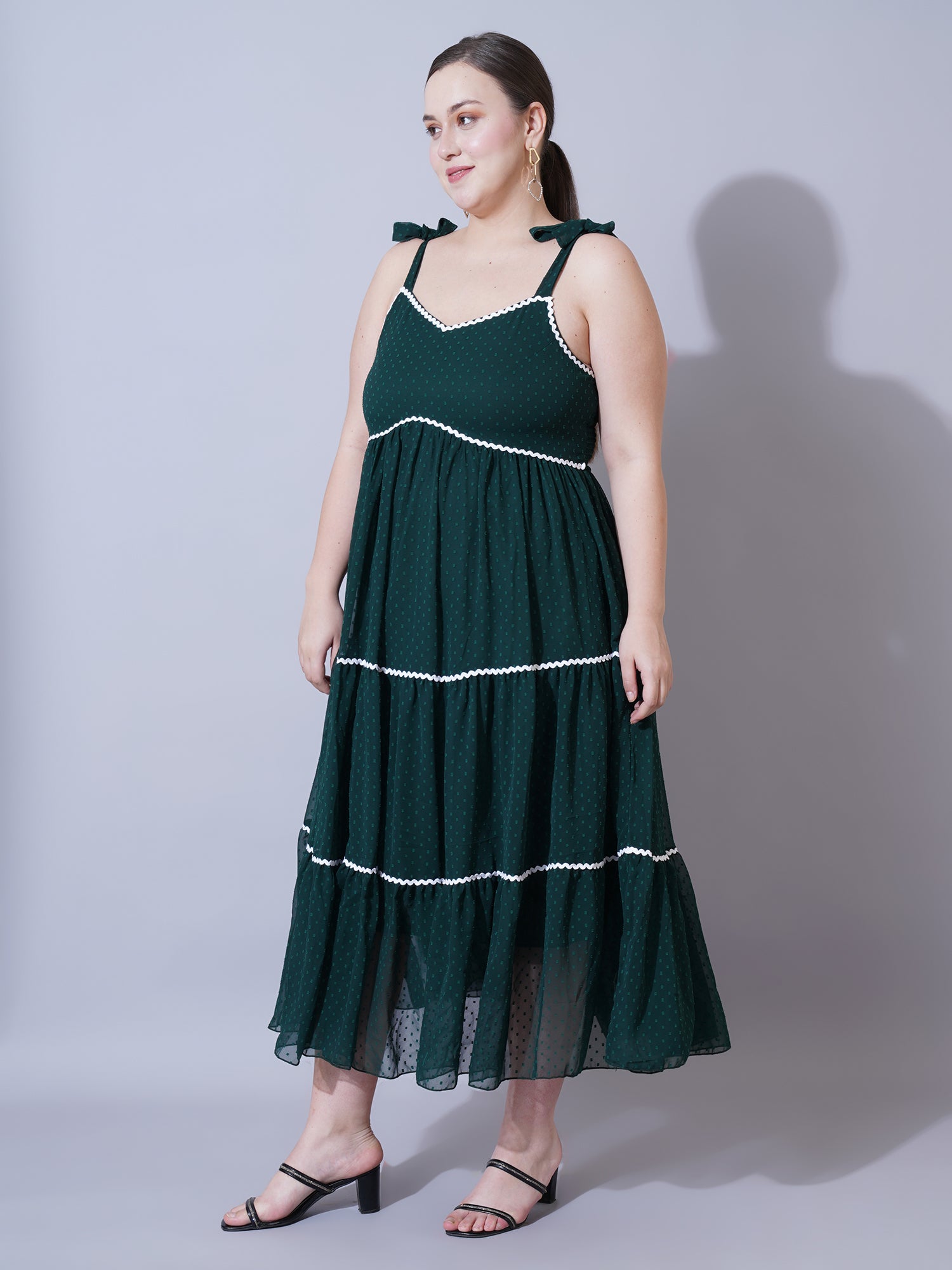 Women Plus Size Polka Dots Printed Maxi Midi Dress