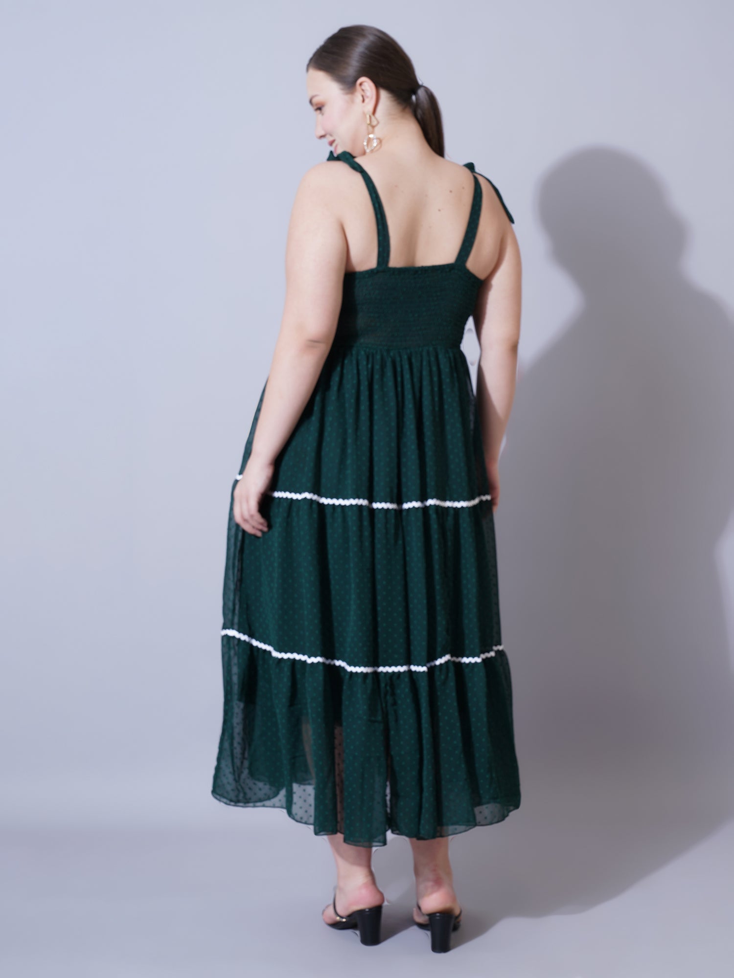 Women Plus Size Polka Dots Printed Maxi Midi Dress