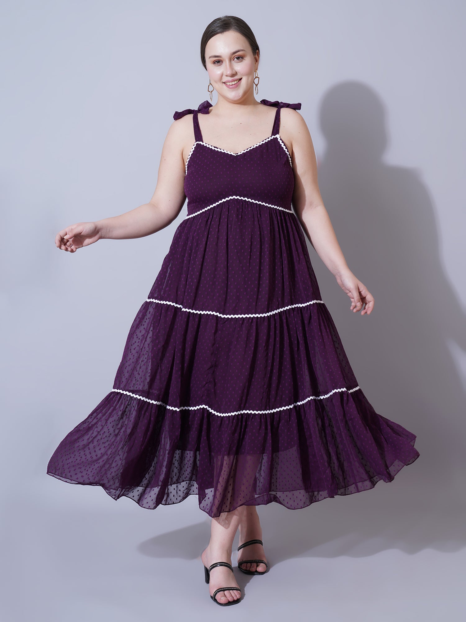 Women Plus Size Georgette Empire Midi Dress