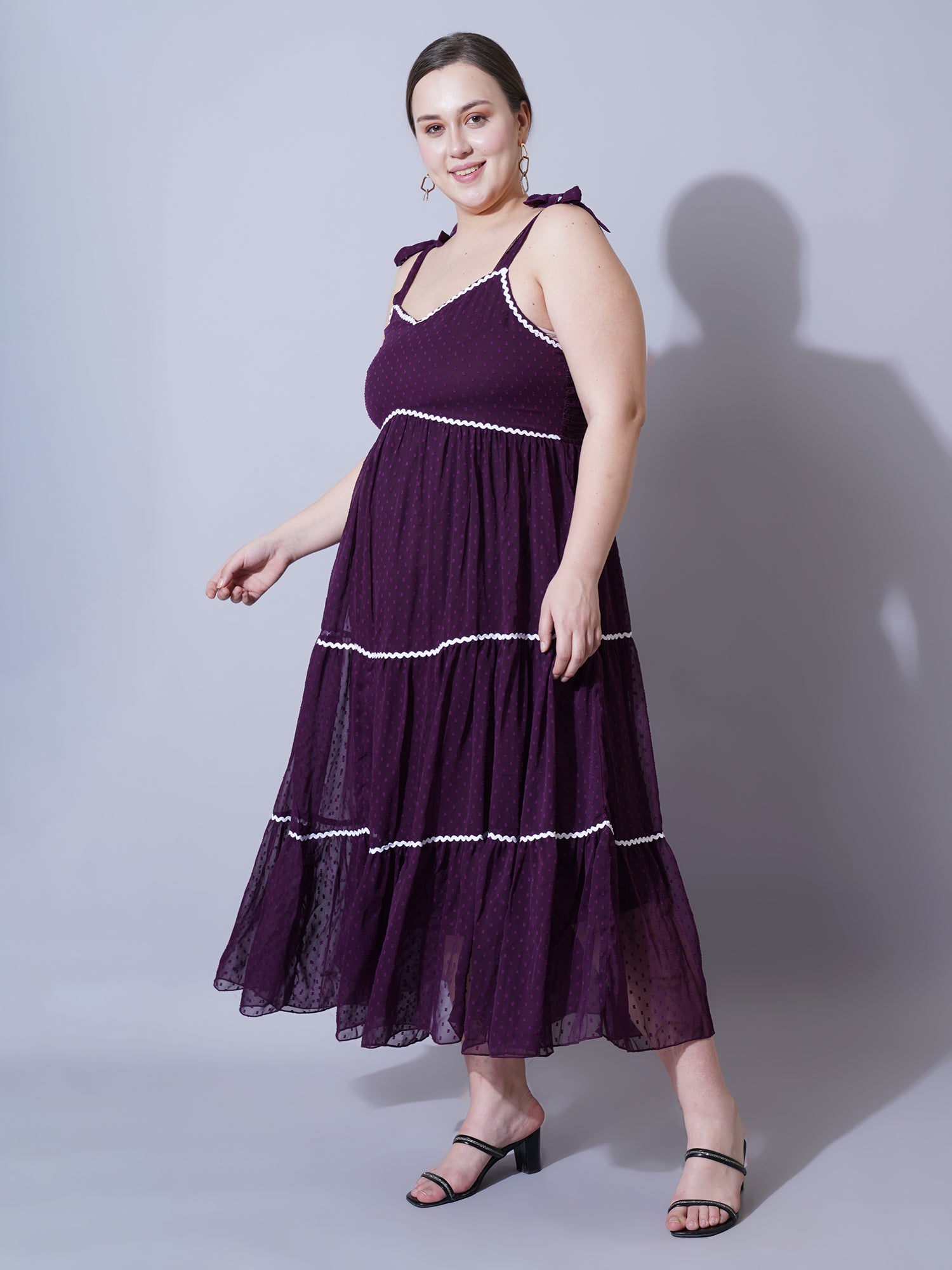 Women Plus Size Georgette Empire Midi Dress