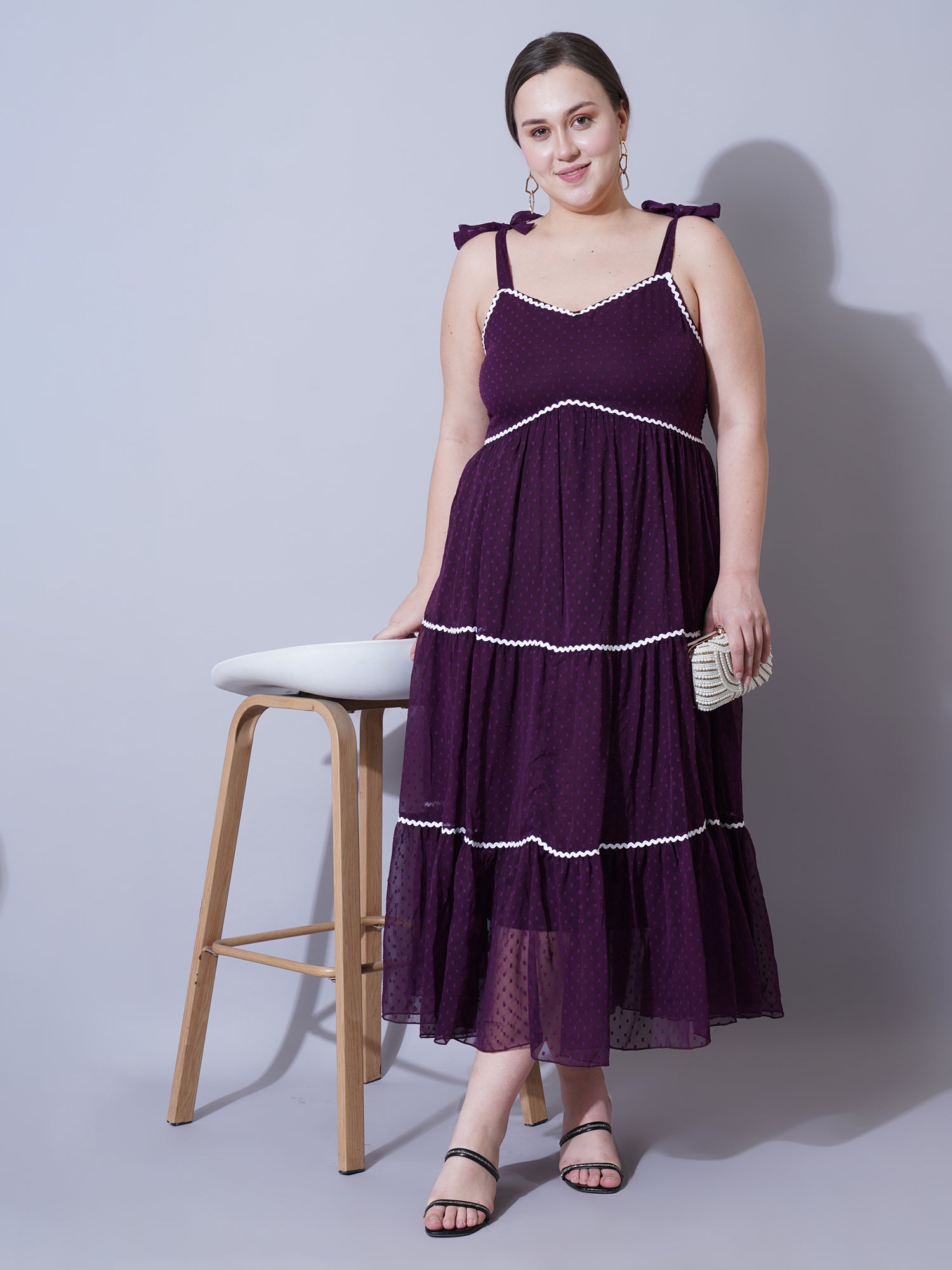 Women Plus Size Georgette Empire Midi Dress