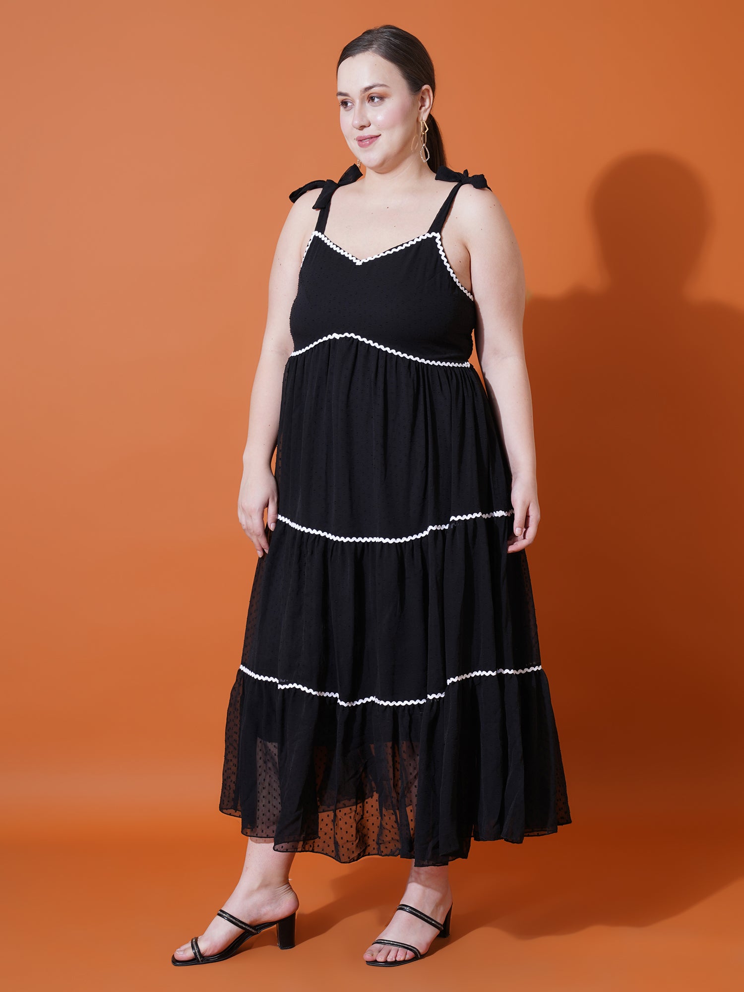 Women Plus Size Printed Shoulder Straps Maxi Dress