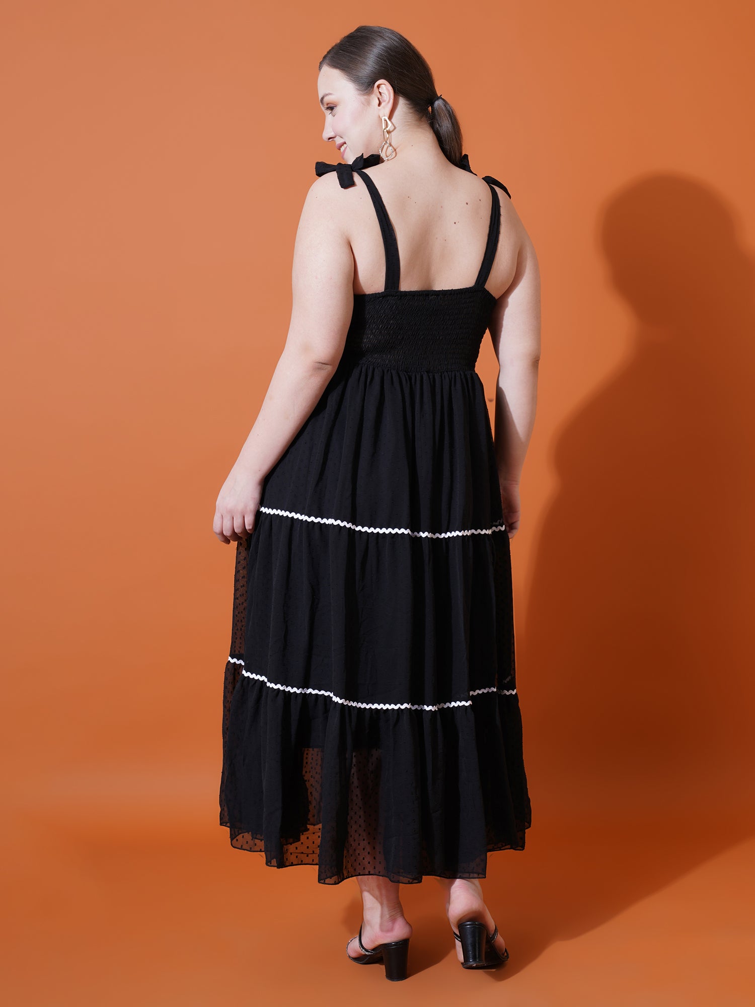 Women Plus Size Printed Shoulder Straps Maxi Dress