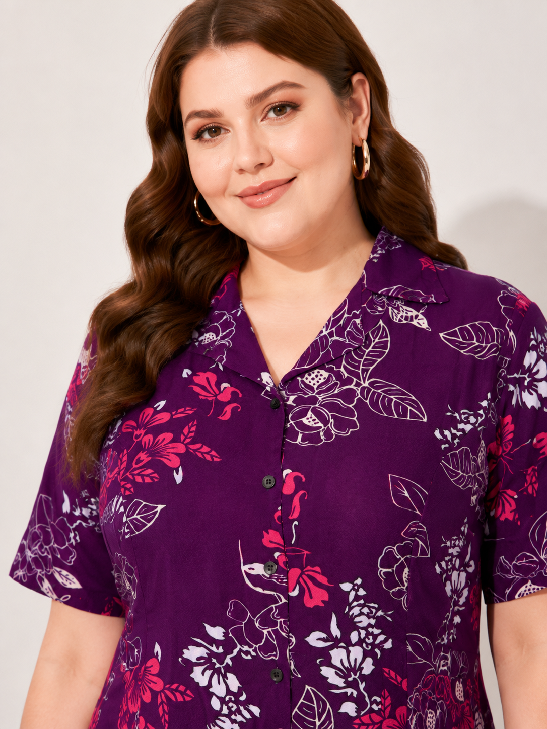 U&F Beyond Plus Size Purple Floral Printed Fit & Flare Midi Dress