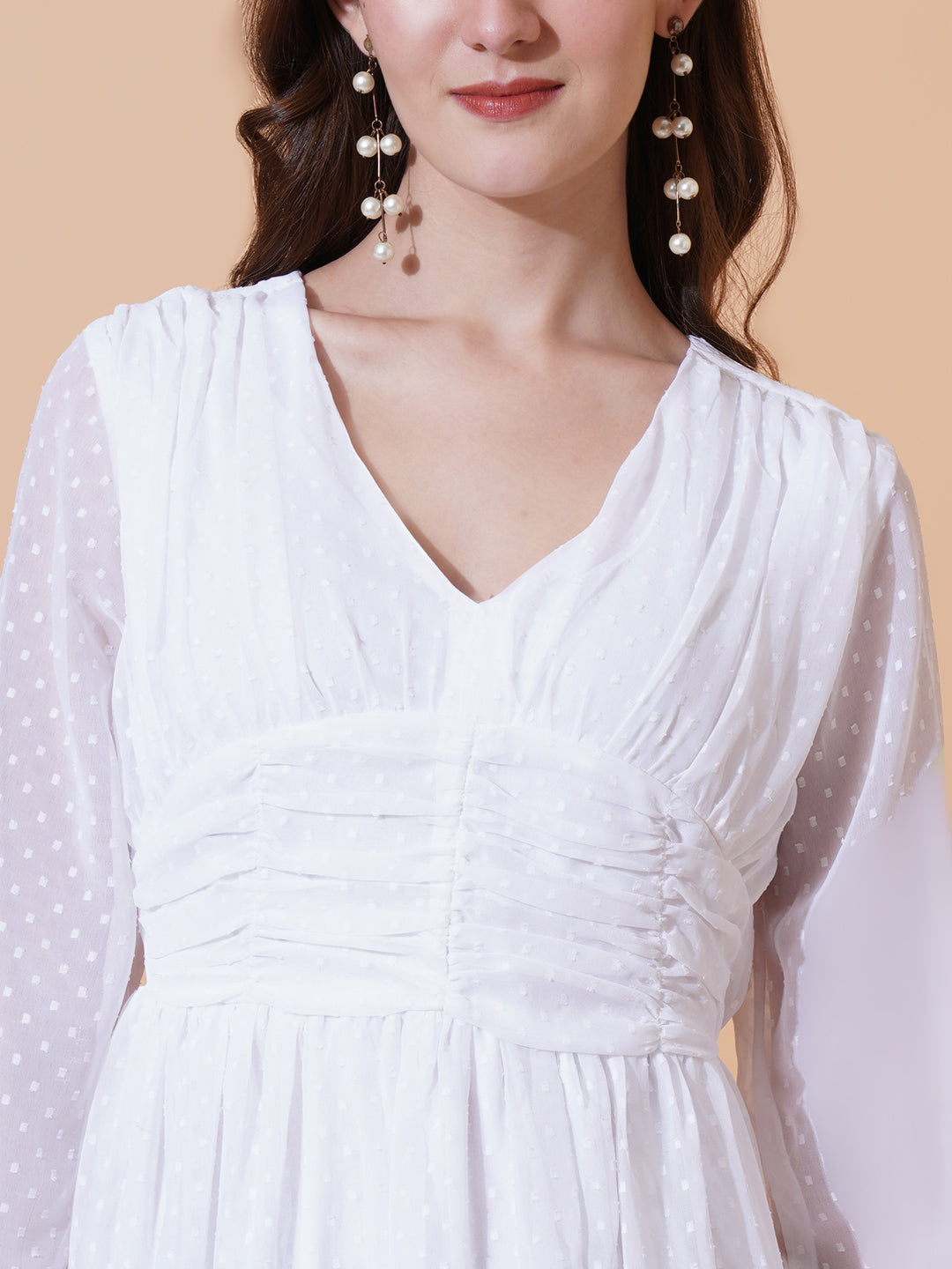 Women V-Neck Georgette Fit & Flare Midi Dress