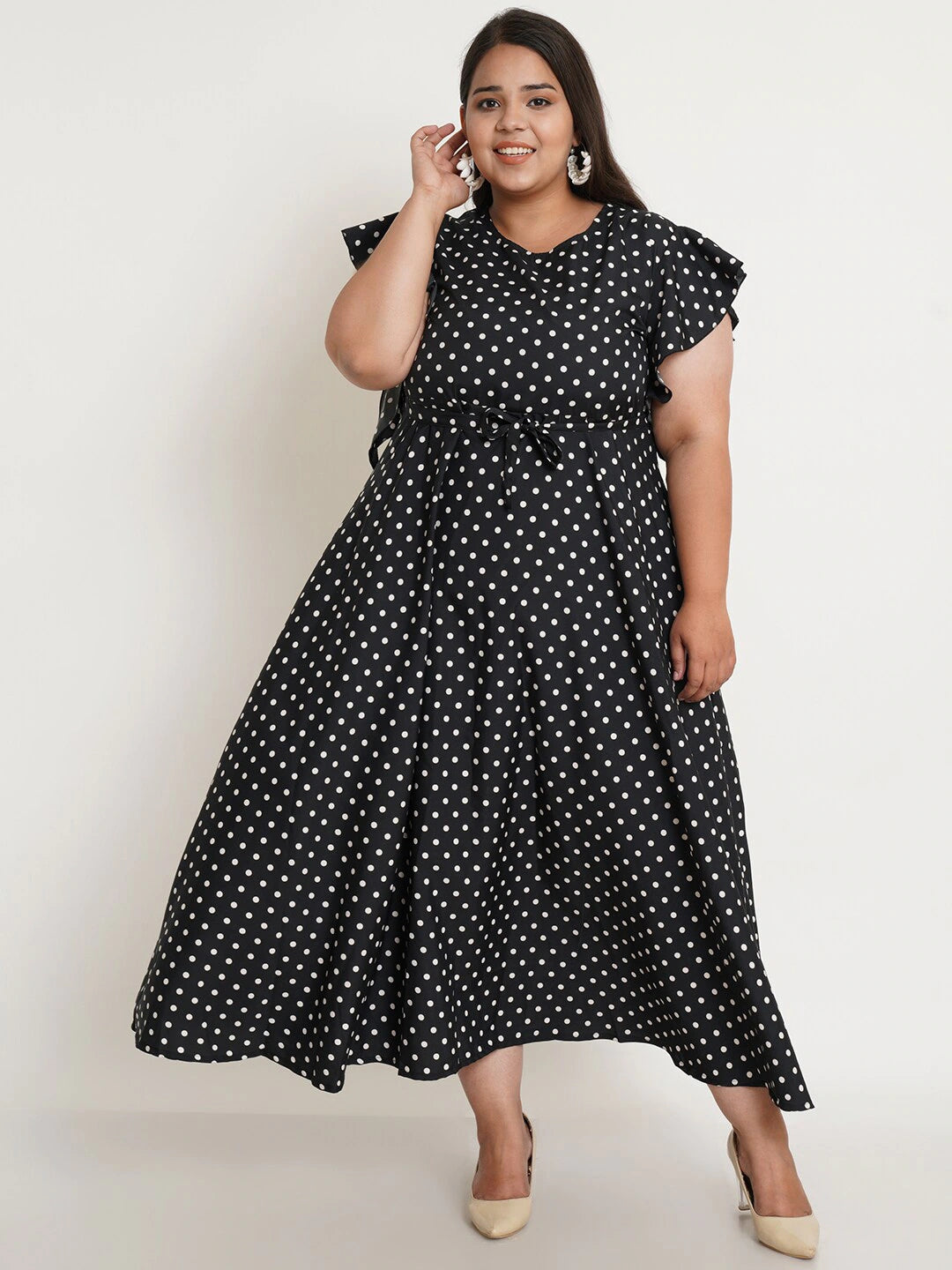 Women Plus Size Black Crepe Maxi Dress