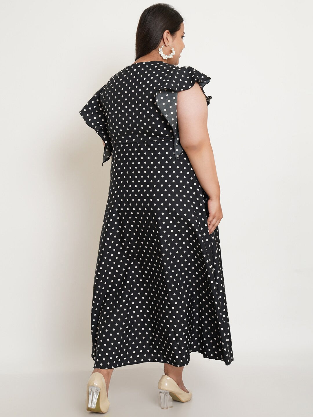 Women Plus Size Black Crepe Maxi Dress