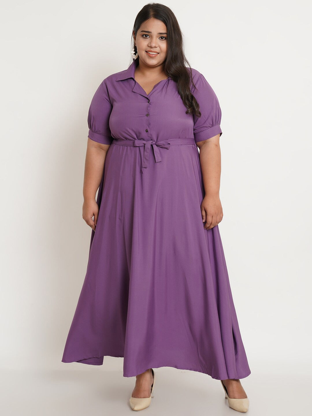 Women's Plus Size Purple Crepe Maxi Dress