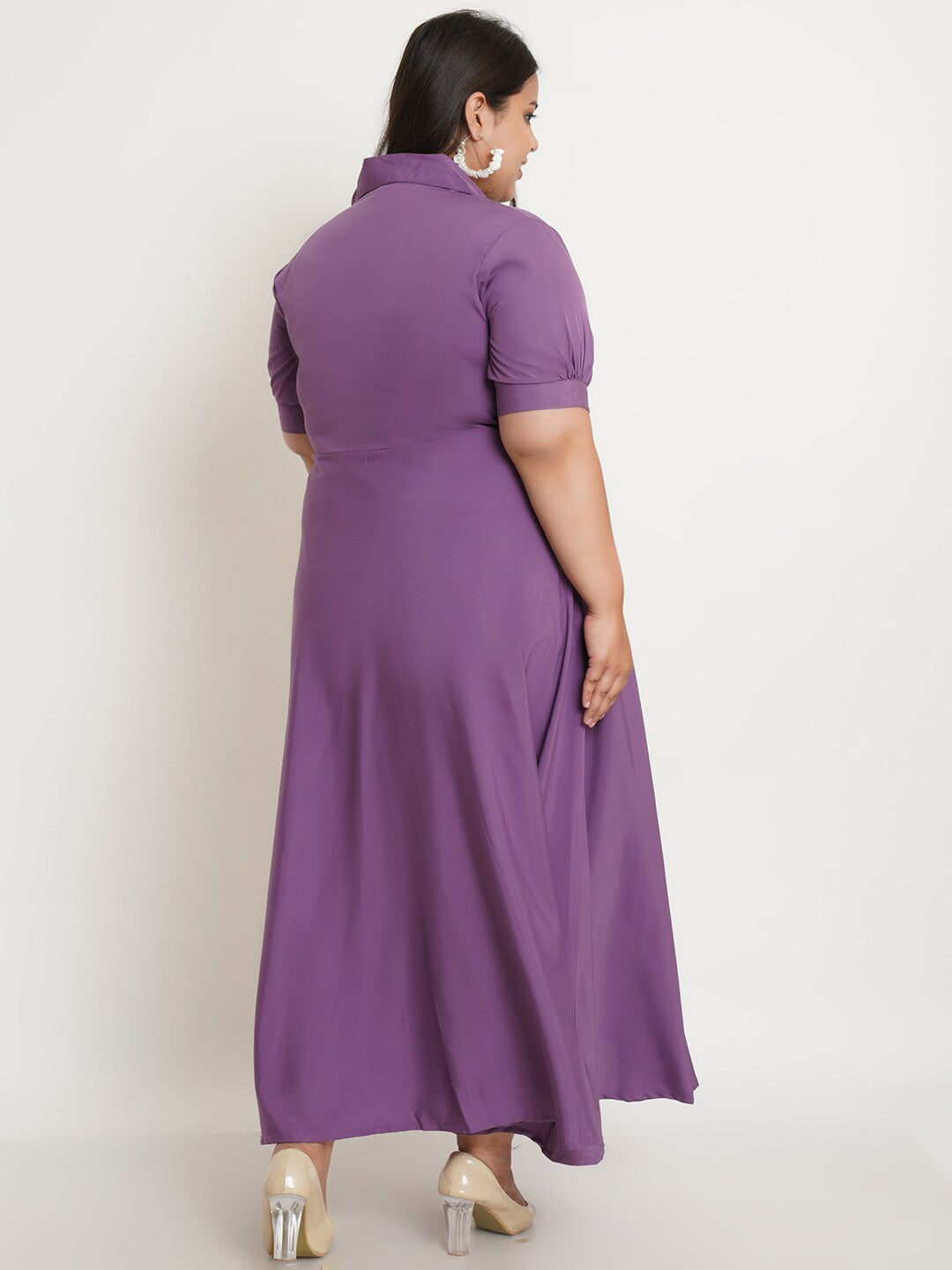 Women's Plus Size Purple Crepe Maxi Dress