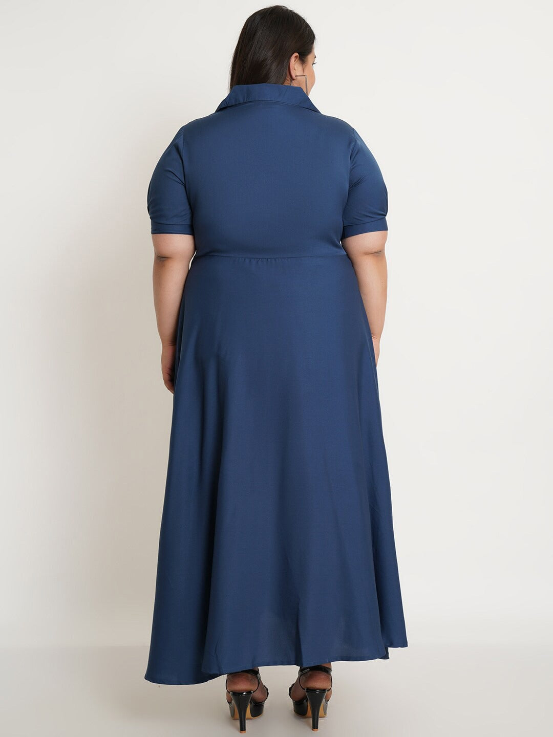 Women's Plus Size Navy Blue Crepe Maxi Dress