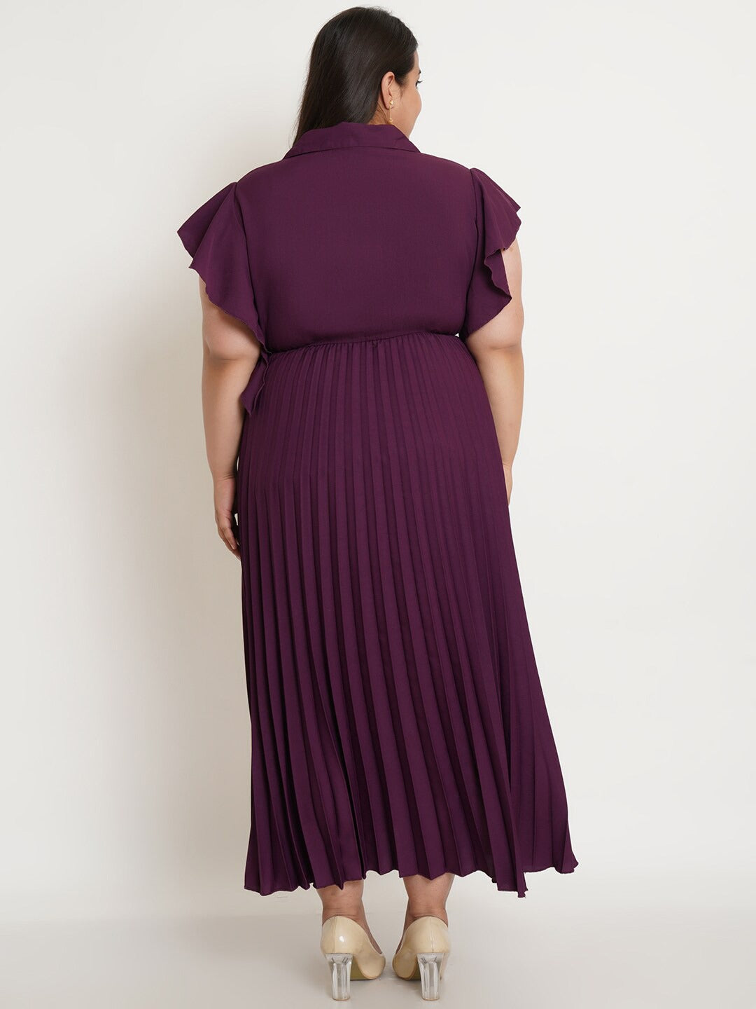Women Plus Size Purple Crepe Maxi Maxi Dress