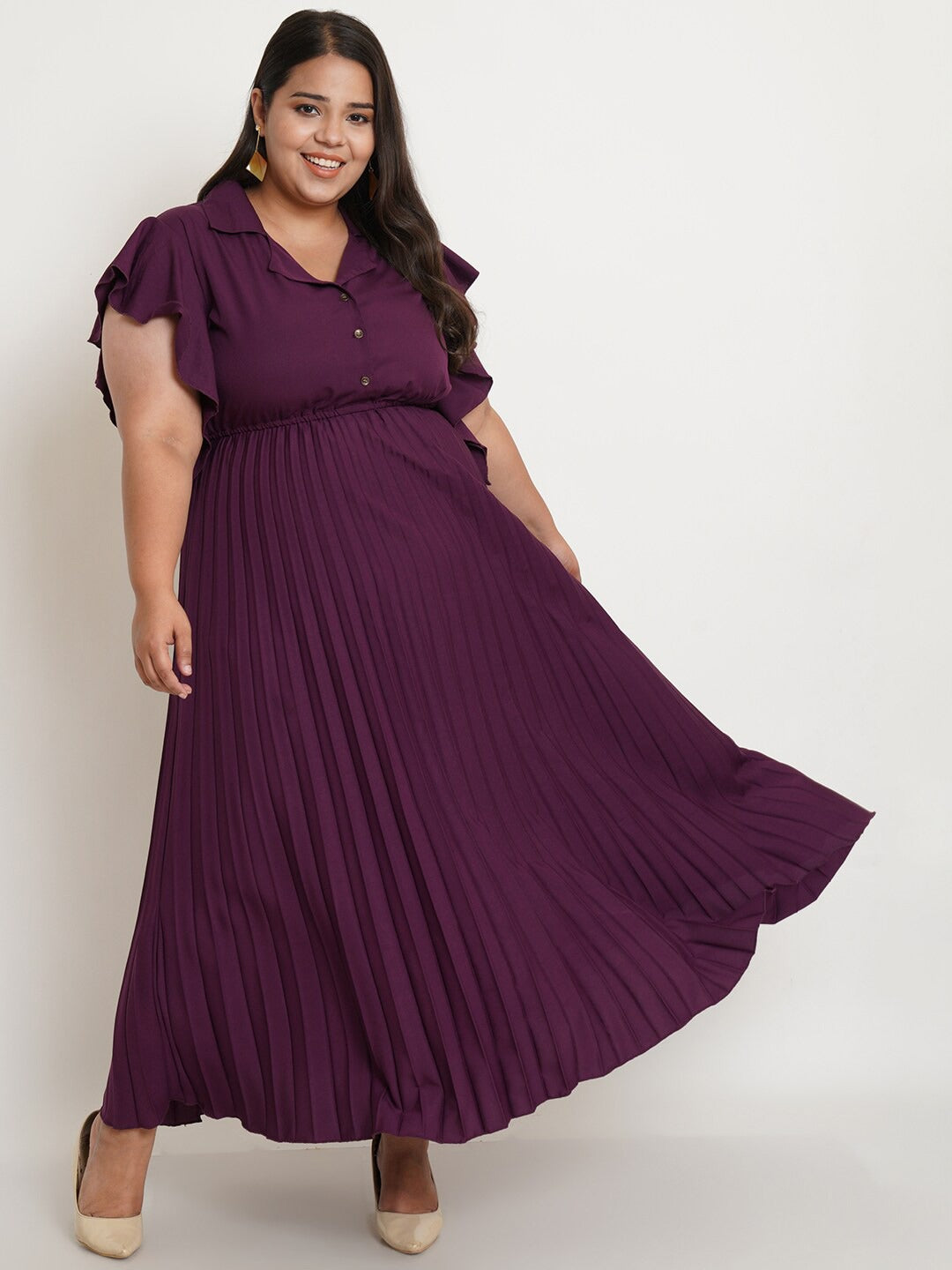 Women Plus Size Purple Crepe Maxi Maxi Dress
