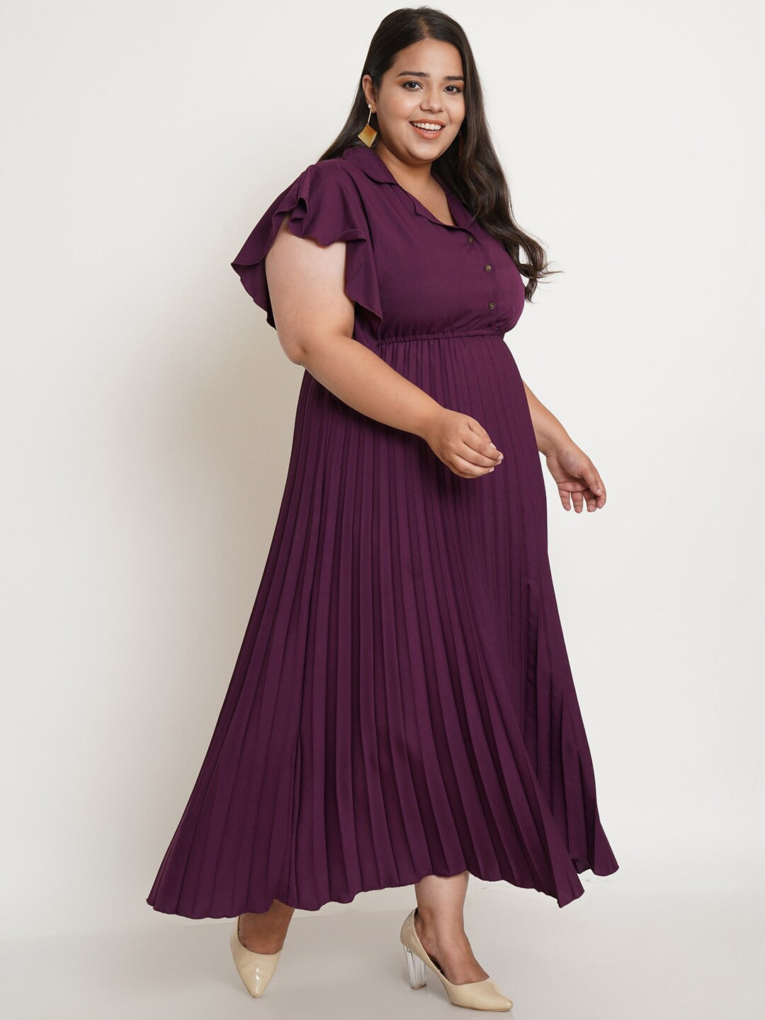 Women Plus Size Purple Crepe Maxi Maxi Dress