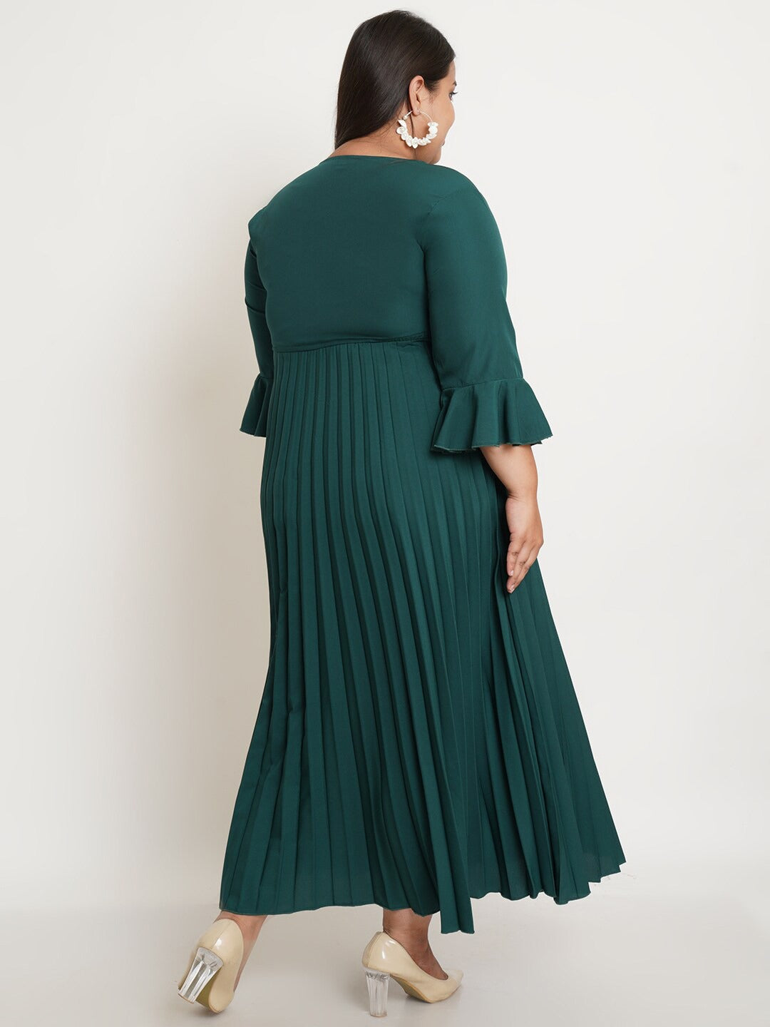 Women's Plus Size Green Crepe Maxi Dress