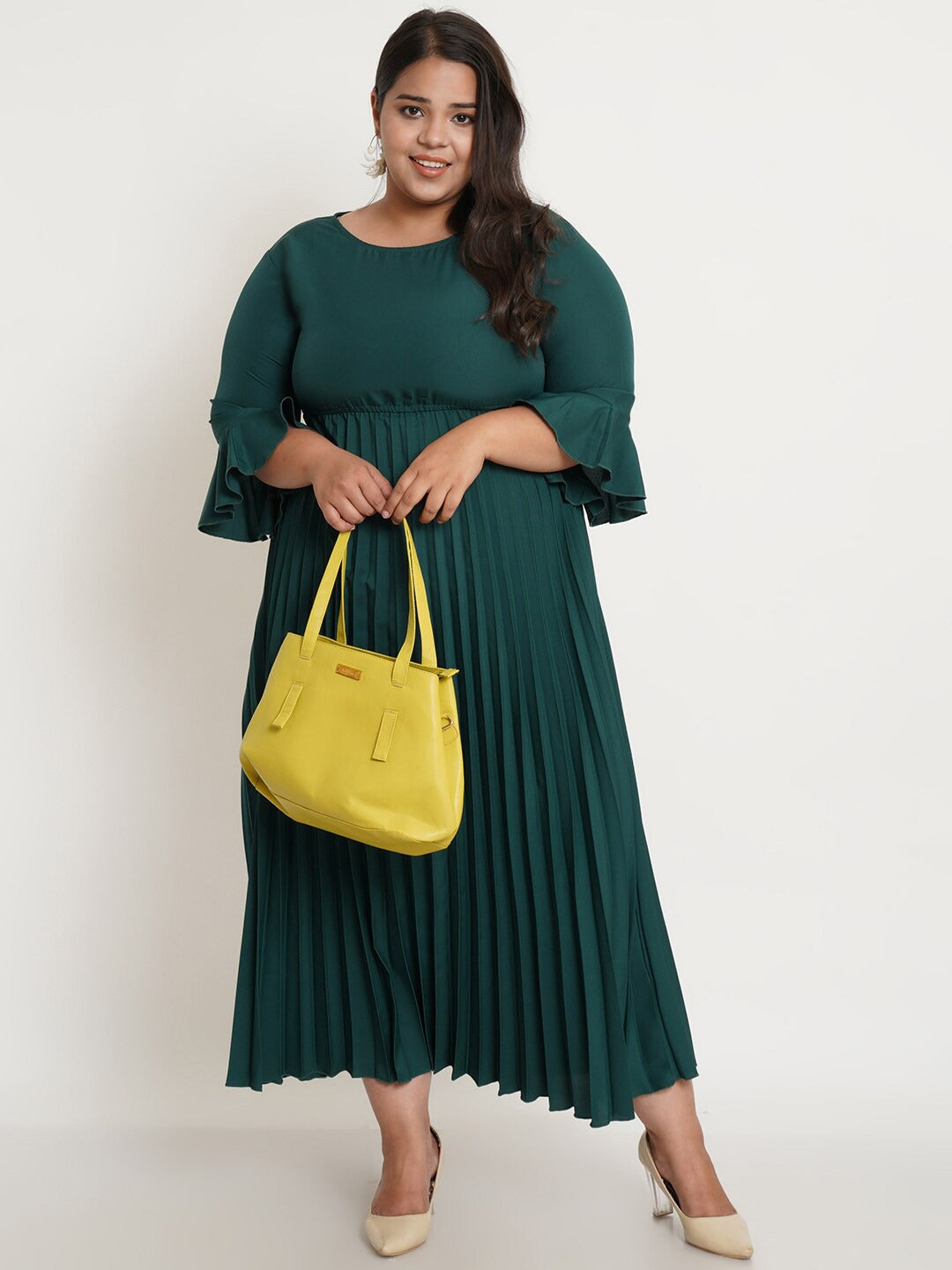 Women's Plus Size Green Crepe Maxi Dress