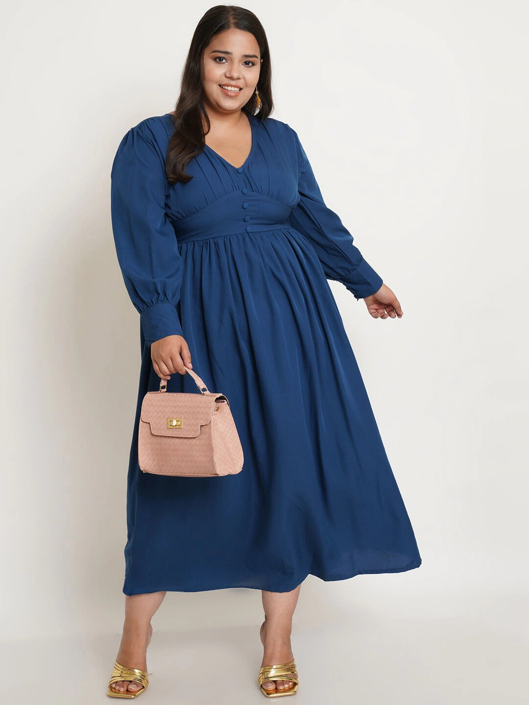 Women Plus Size Blue Maxi Dress