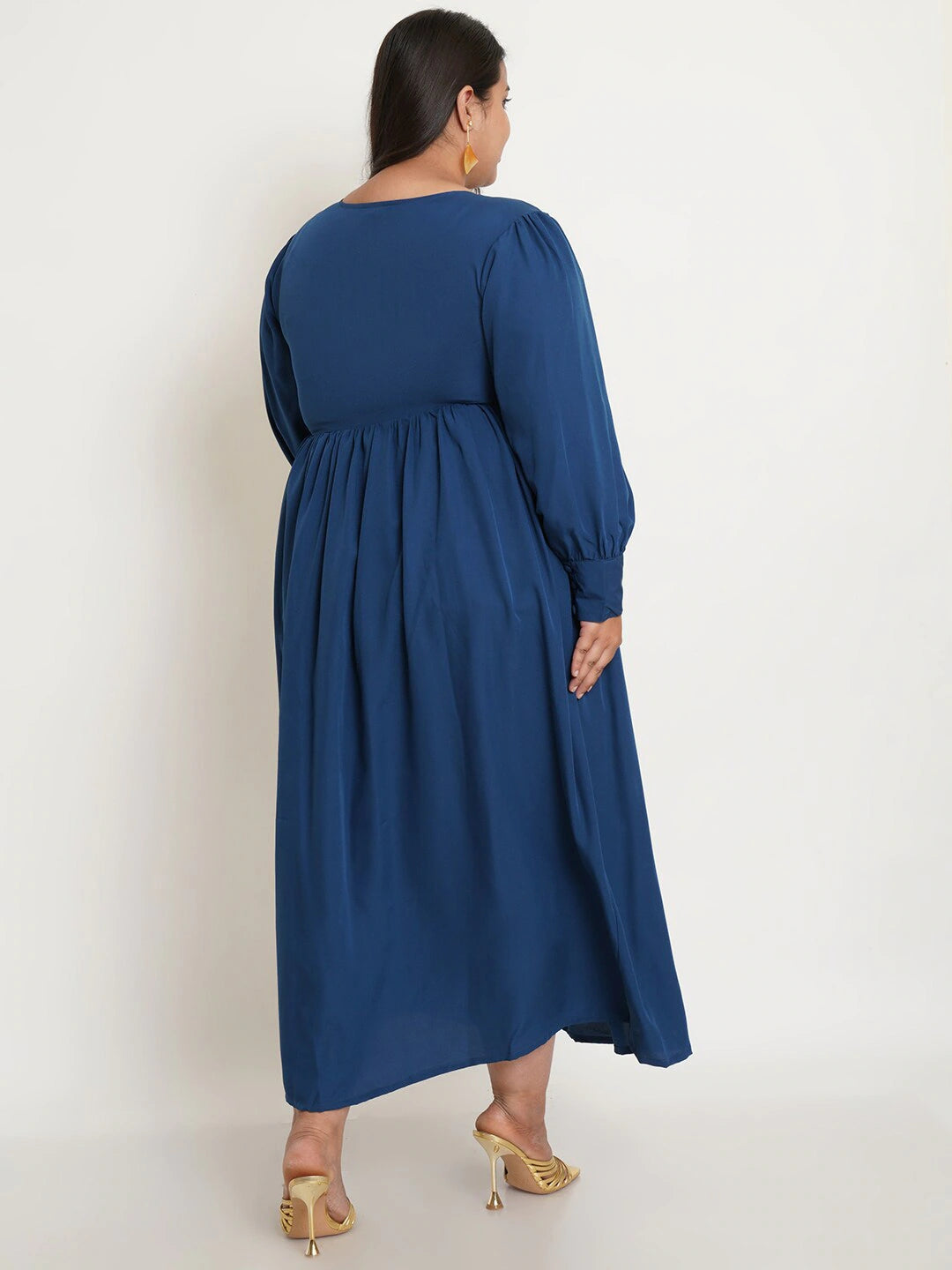 Women Plus Size Blue Maxi Dress