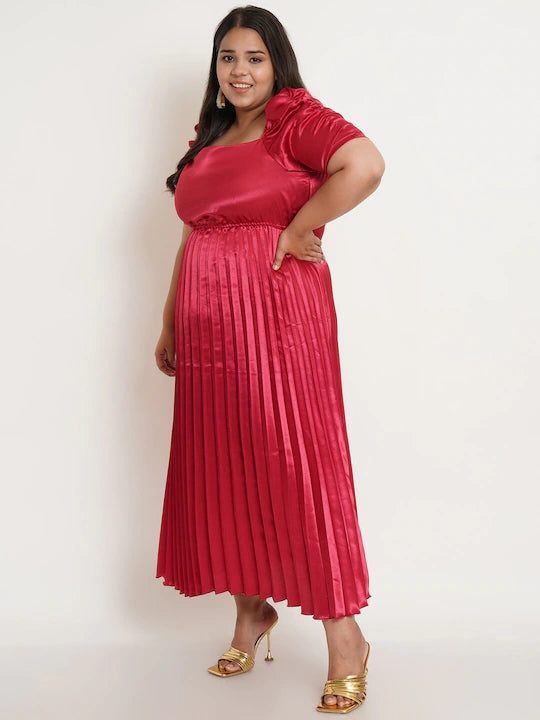 Women Plus Size Maroon Maxi Dress