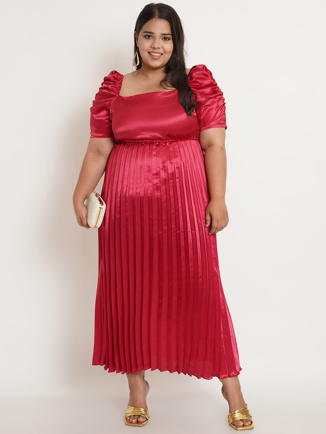 Women Plus Size Maroon Maxi Dress