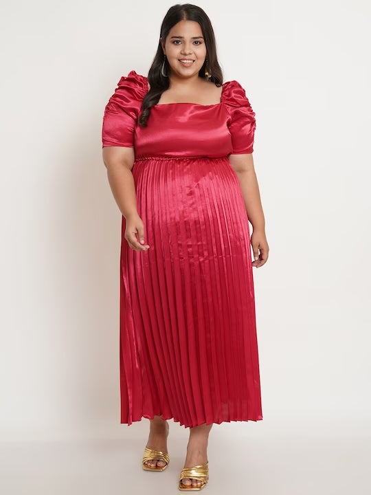 Women Plus Size Maroon Maxi Dress