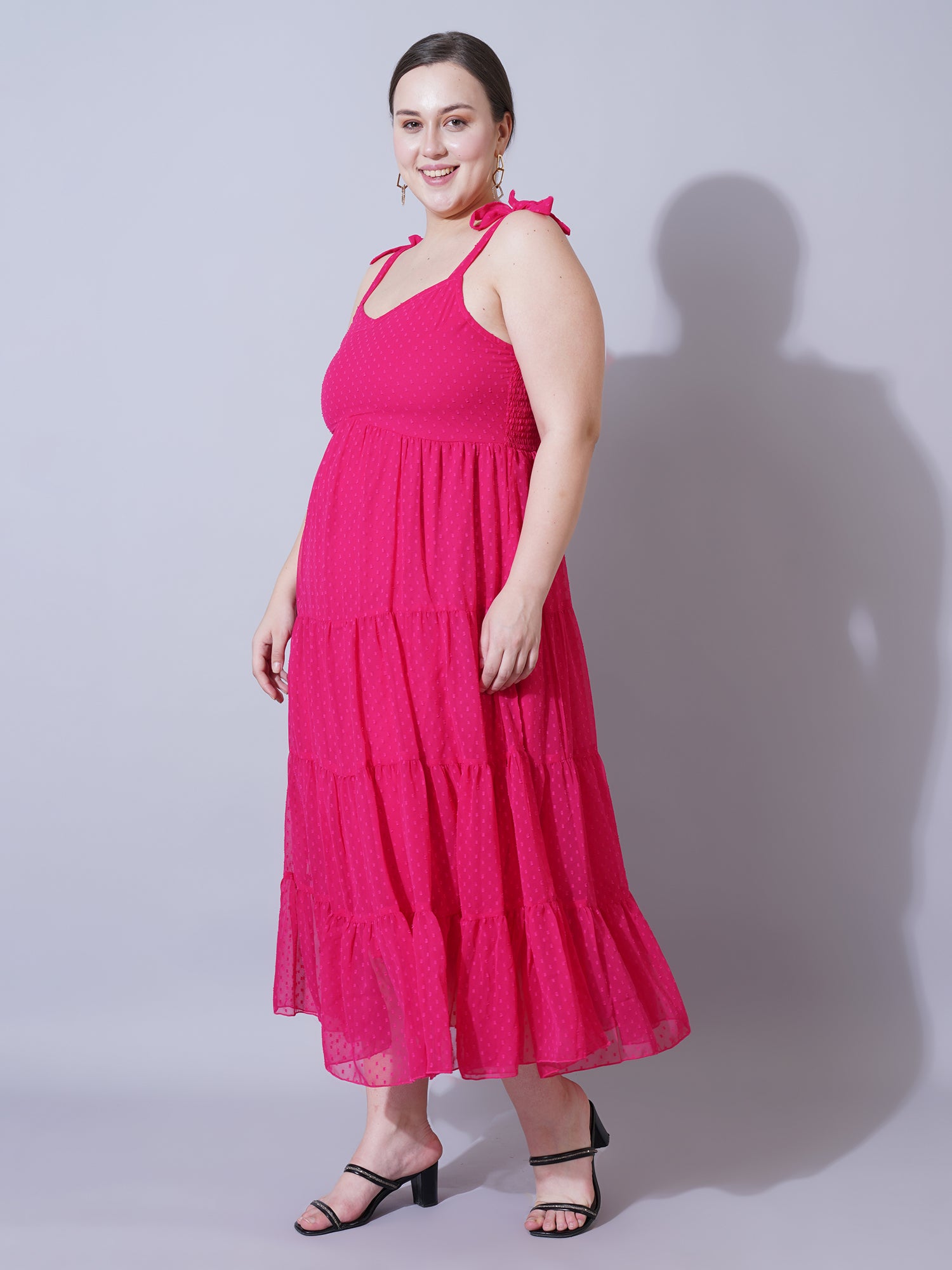 Women Plus Size Print Georgette Fit & Flare Midi Dress