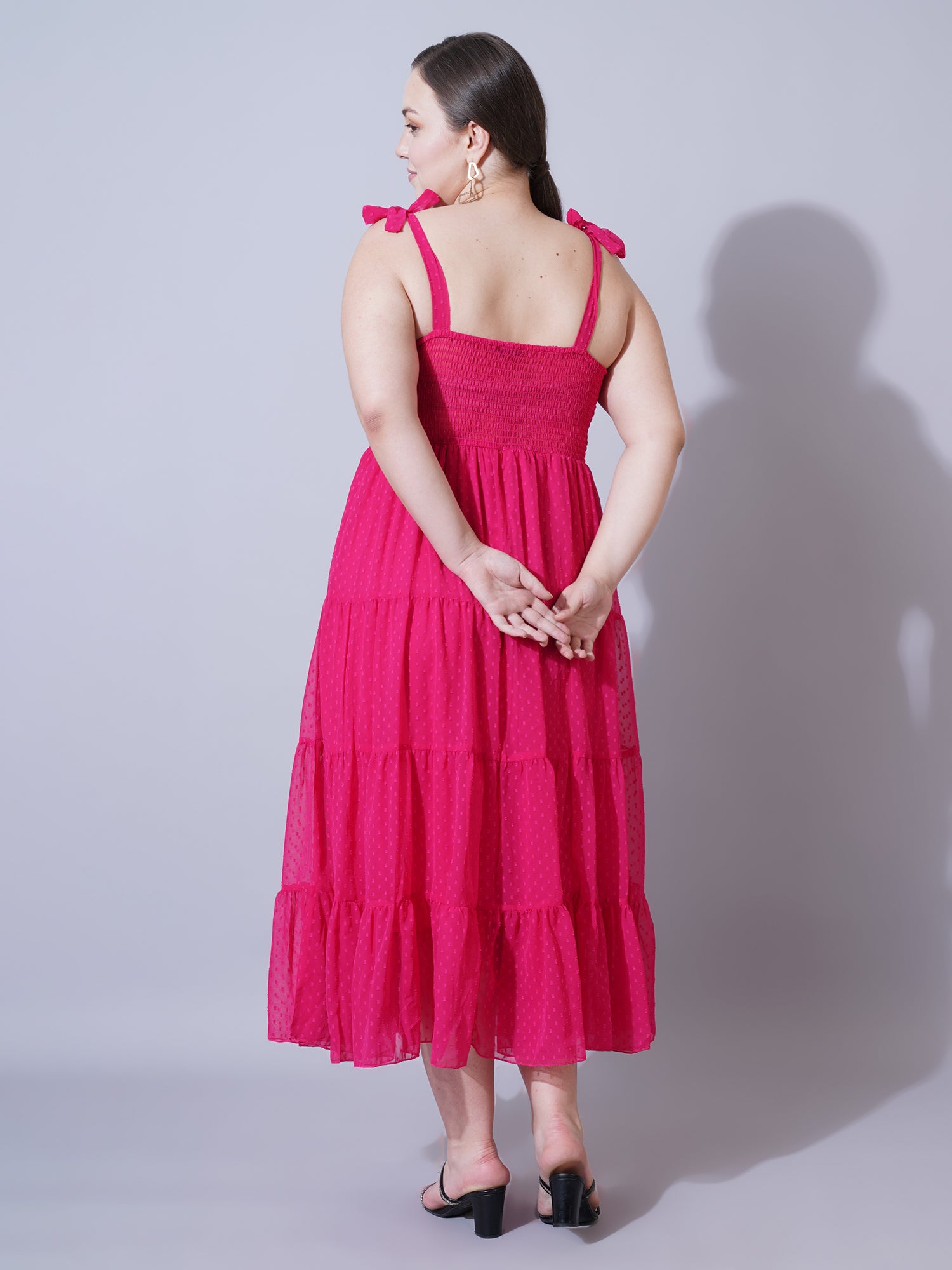 Women Plus Size Print Georgette Fit & Flare Midi Dress