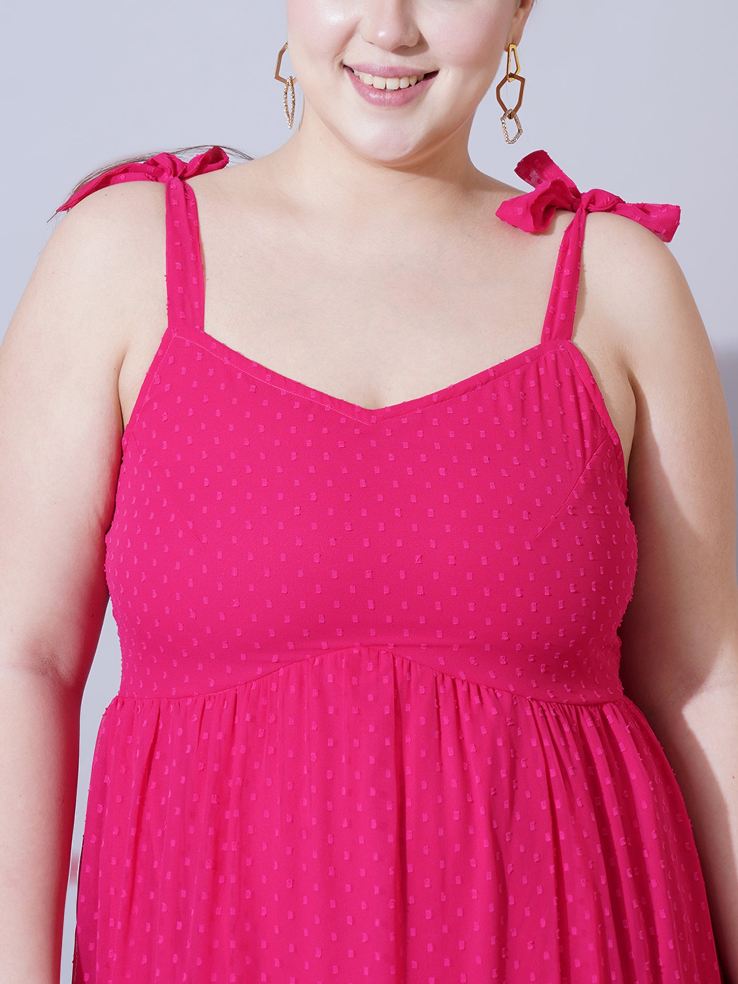 Women Plus Size Print Georgette Fit & Flare Midi Dress