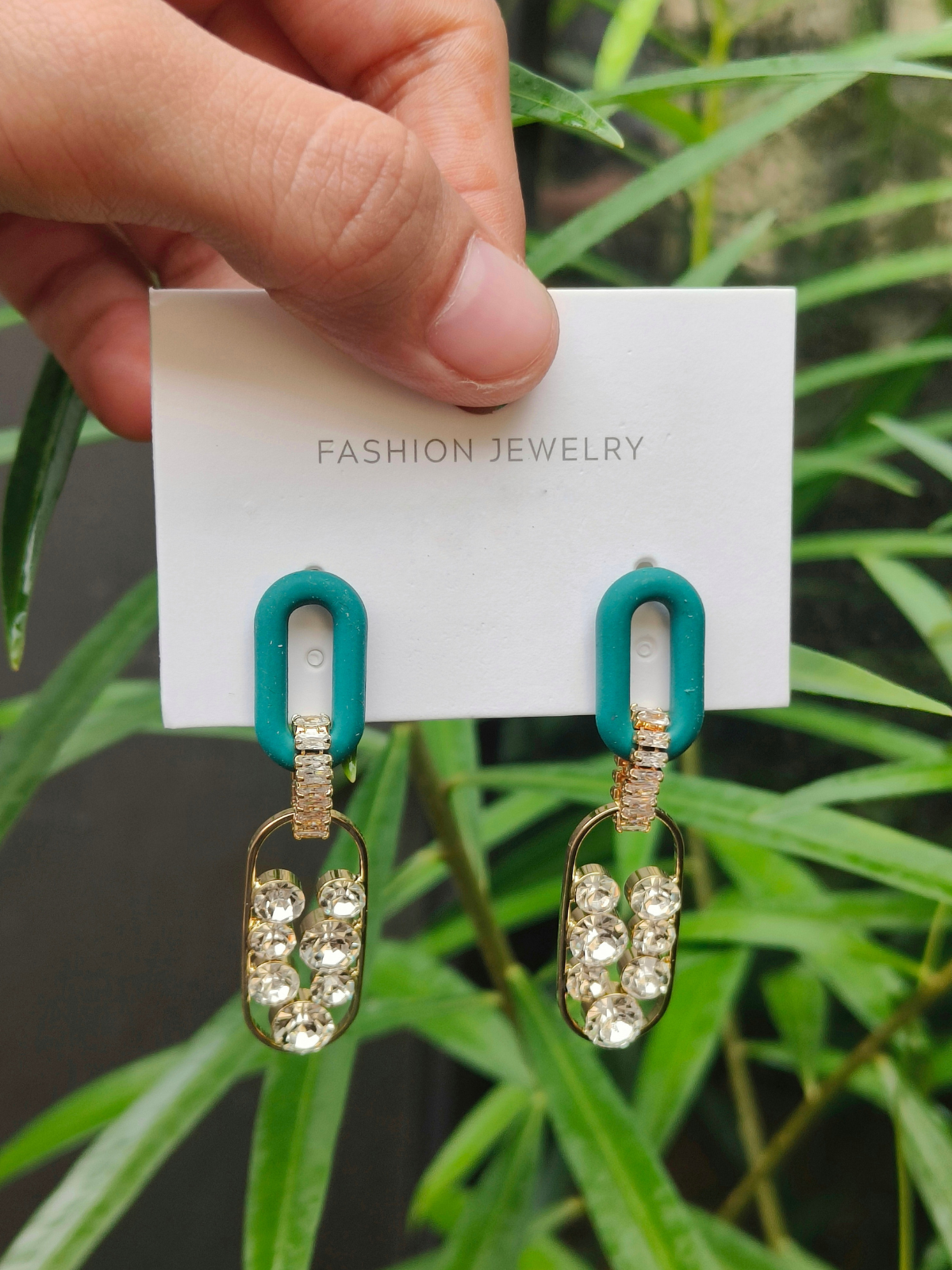 Radiant Teal Sparkle Link Earring