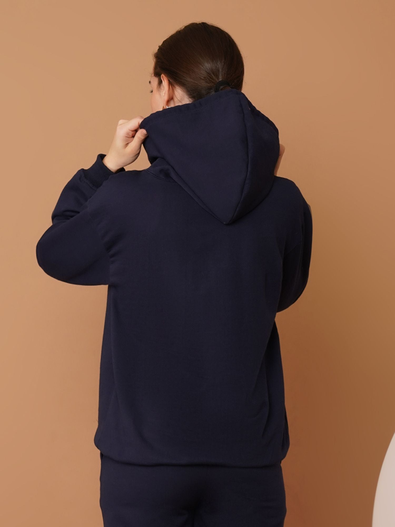 U&F Women’s Navy Blue Zip-Up Hooded Sweatshirt – Soft Touch, Breathable Cotton Hoodie Jacket