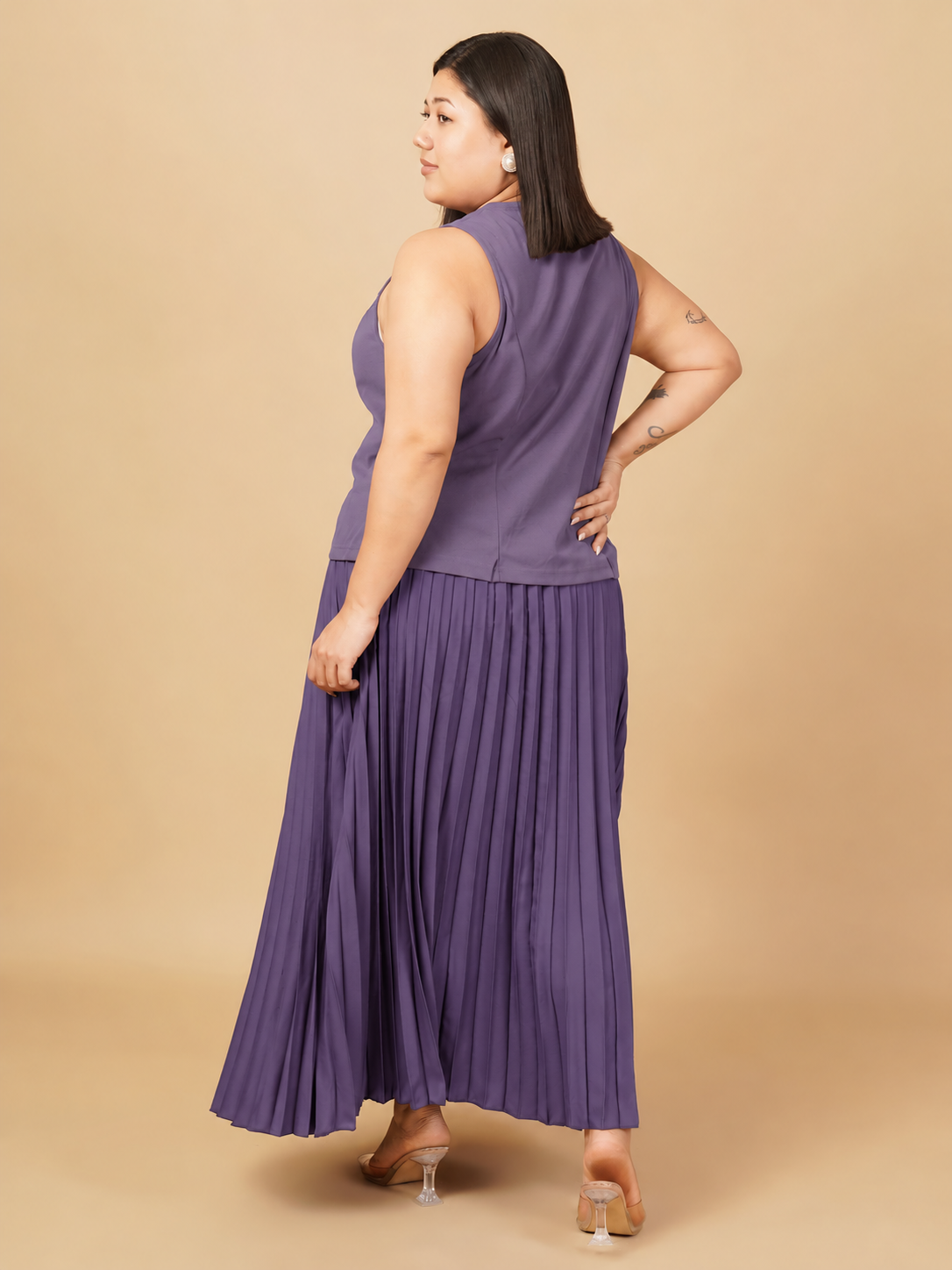 U&F Beyond Plus Size Amethyst Grace Pleated Co-Ord Set