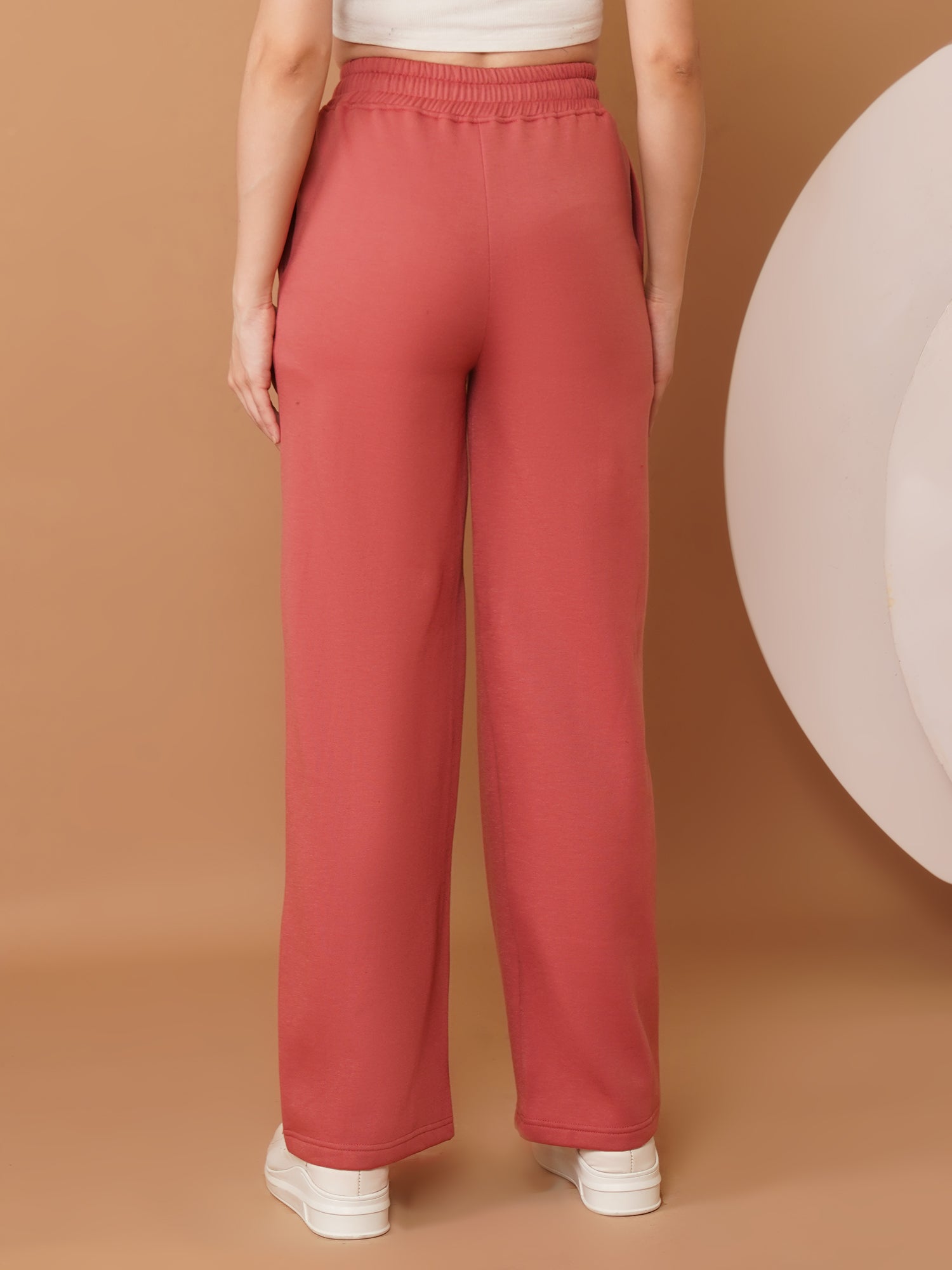 U&F Women’s Pink Straight Fit – Soft Touch, Breathable Cotton Jogger Trousers