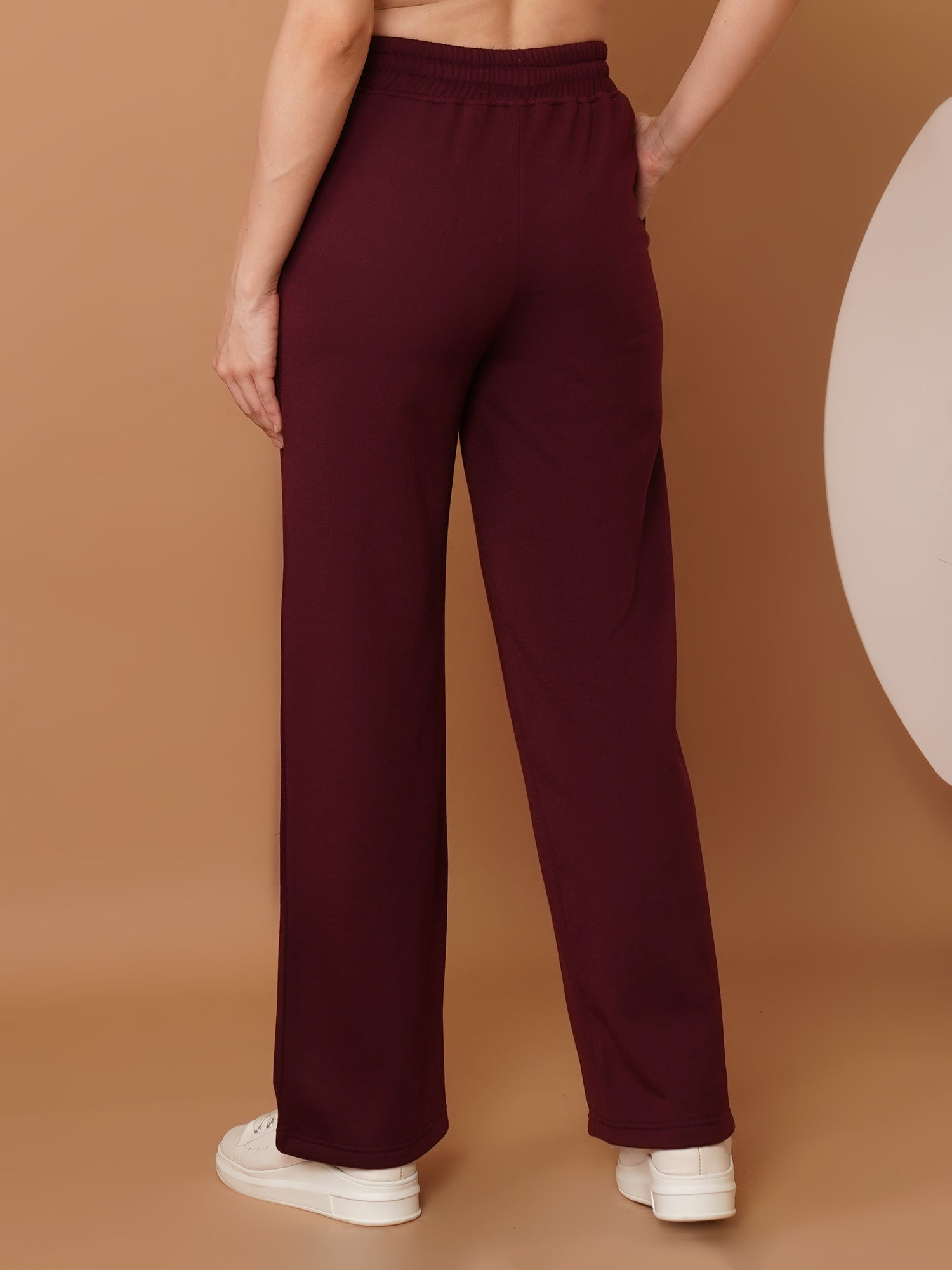 U&F Women’s Burgundy Straight Fit – Soft Touch, Breathable Cotton Jogger Trousers