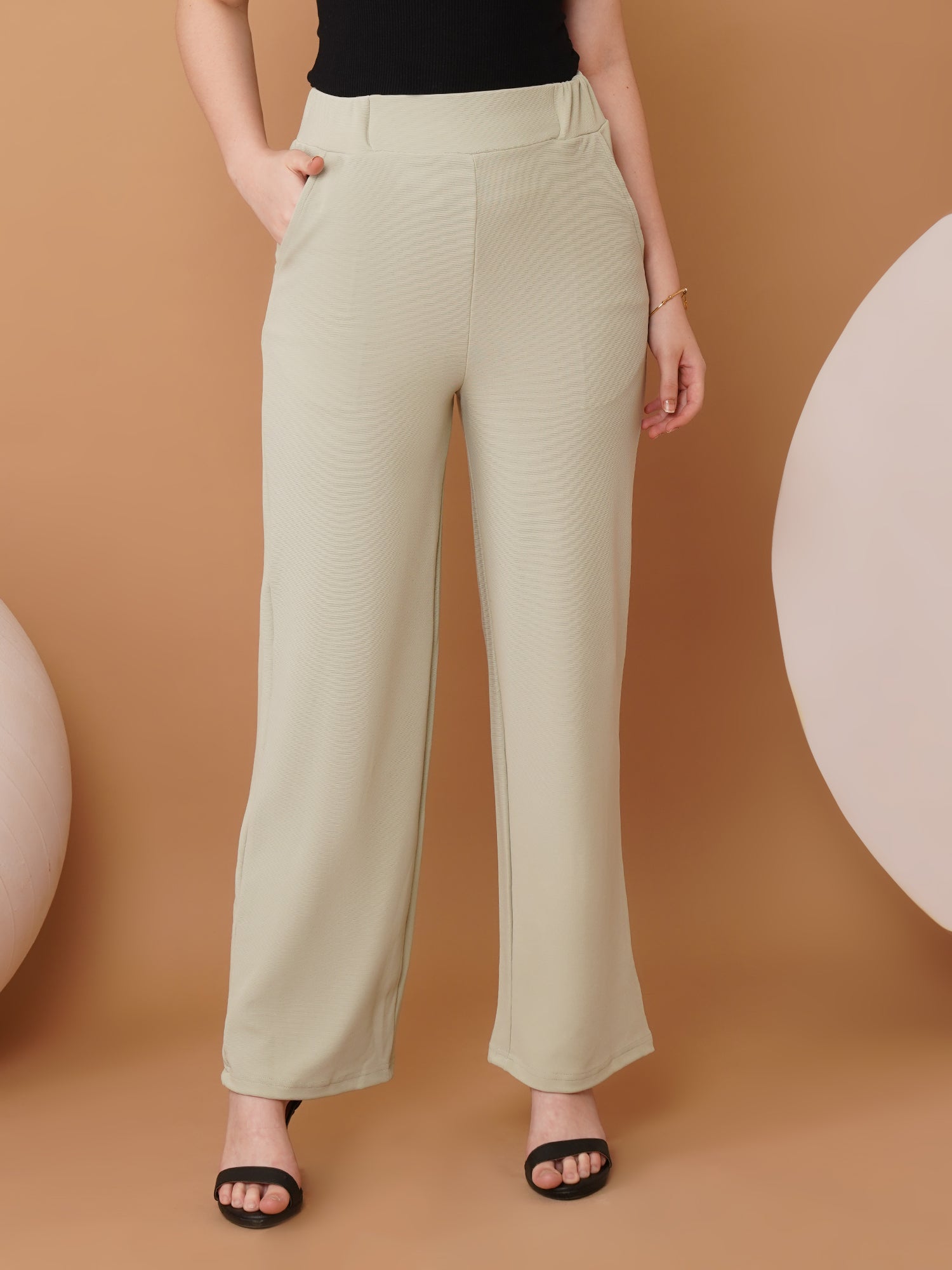U&F Women Original Straight Fit High-Rise Trousers
