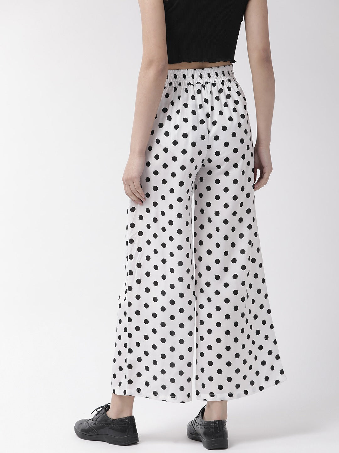 U&F Women Regular Fit Black & White Crepe Trousers