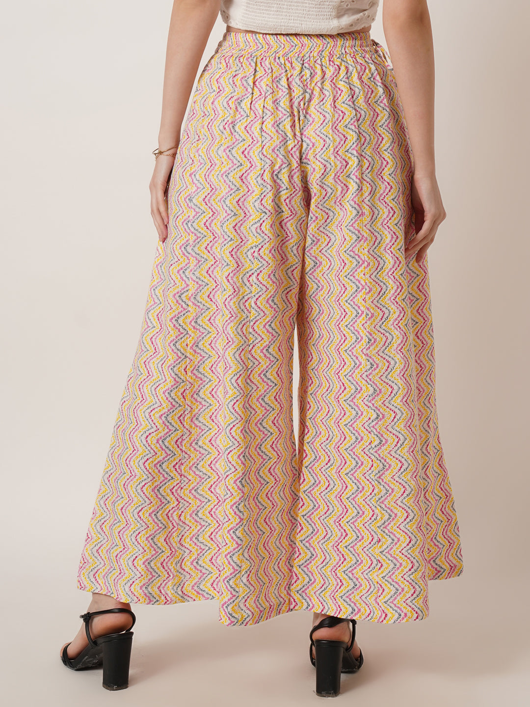 U&F Women Printed Wide Leg Cotton Palazzos