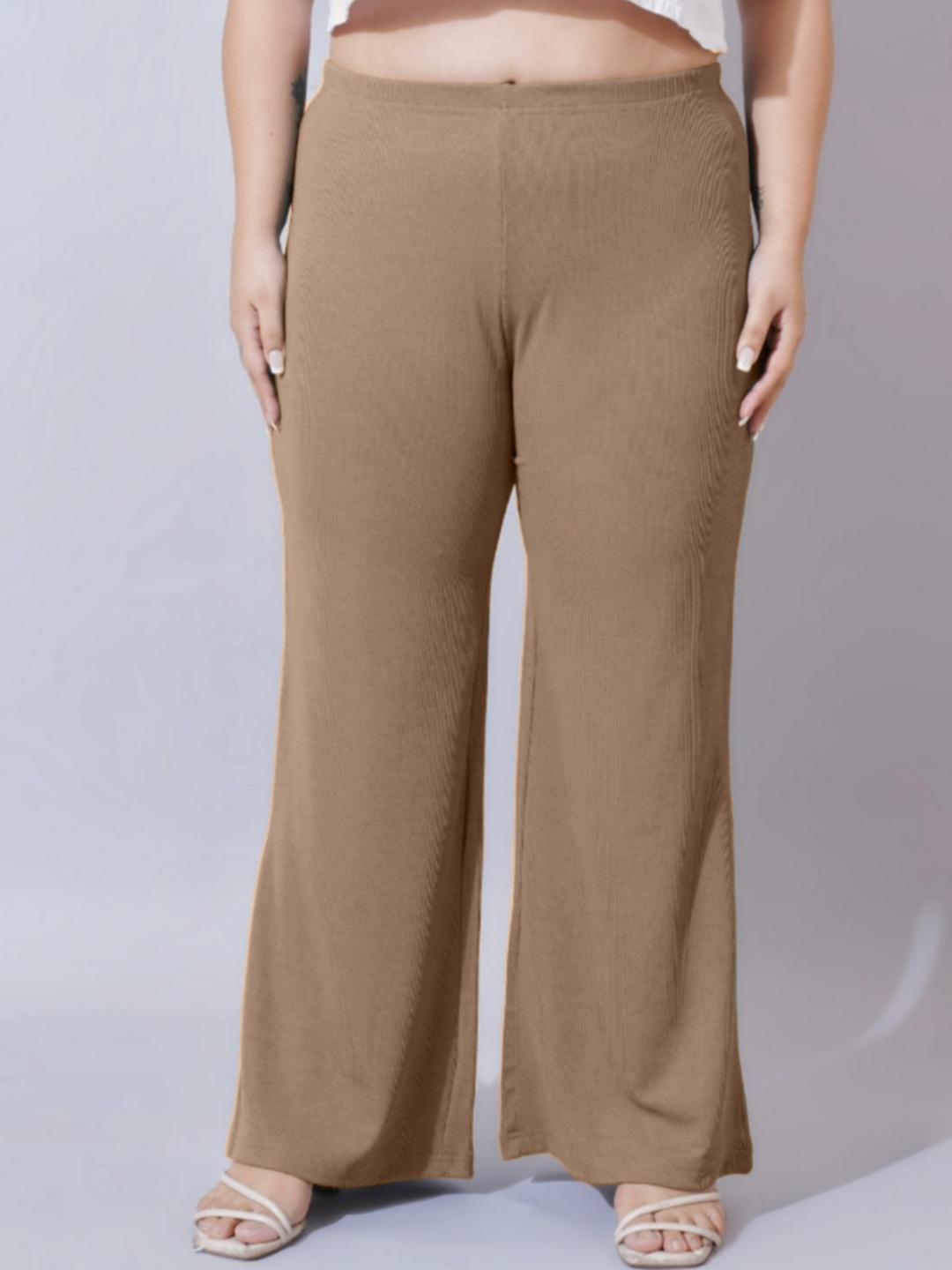 Women Plus Size Original Straight Fit Slip-On Wide Leg Trousers