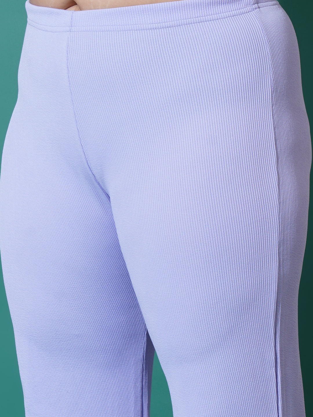 Women Plus Size Lavender Slim fit Bell Bottom Trousers